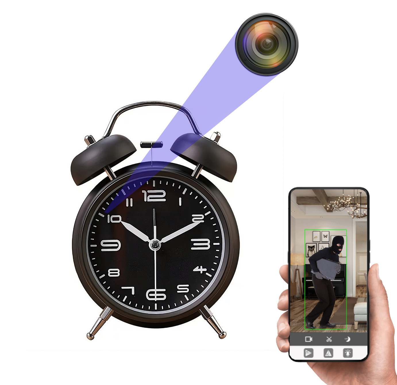 Ukryta kamera WiFI w zegarze budziku MKC63