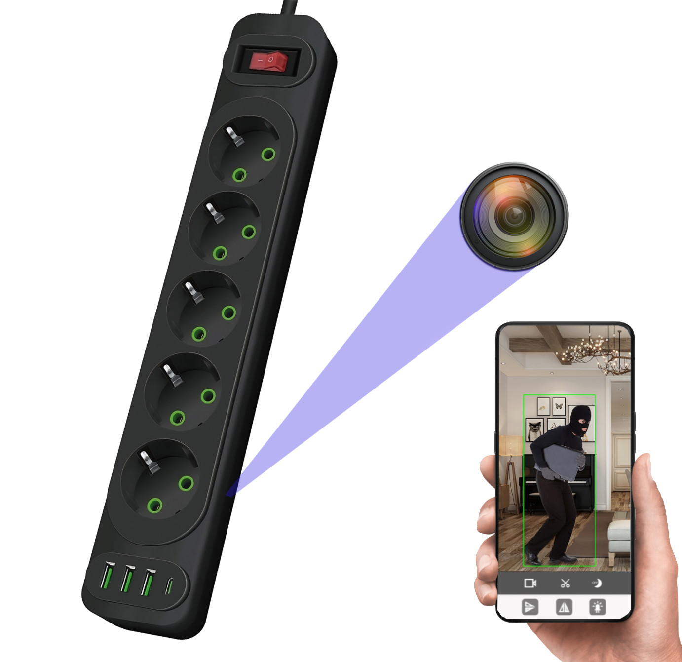 Ukryta kamera WiFI w przedłużaczu MKSK58