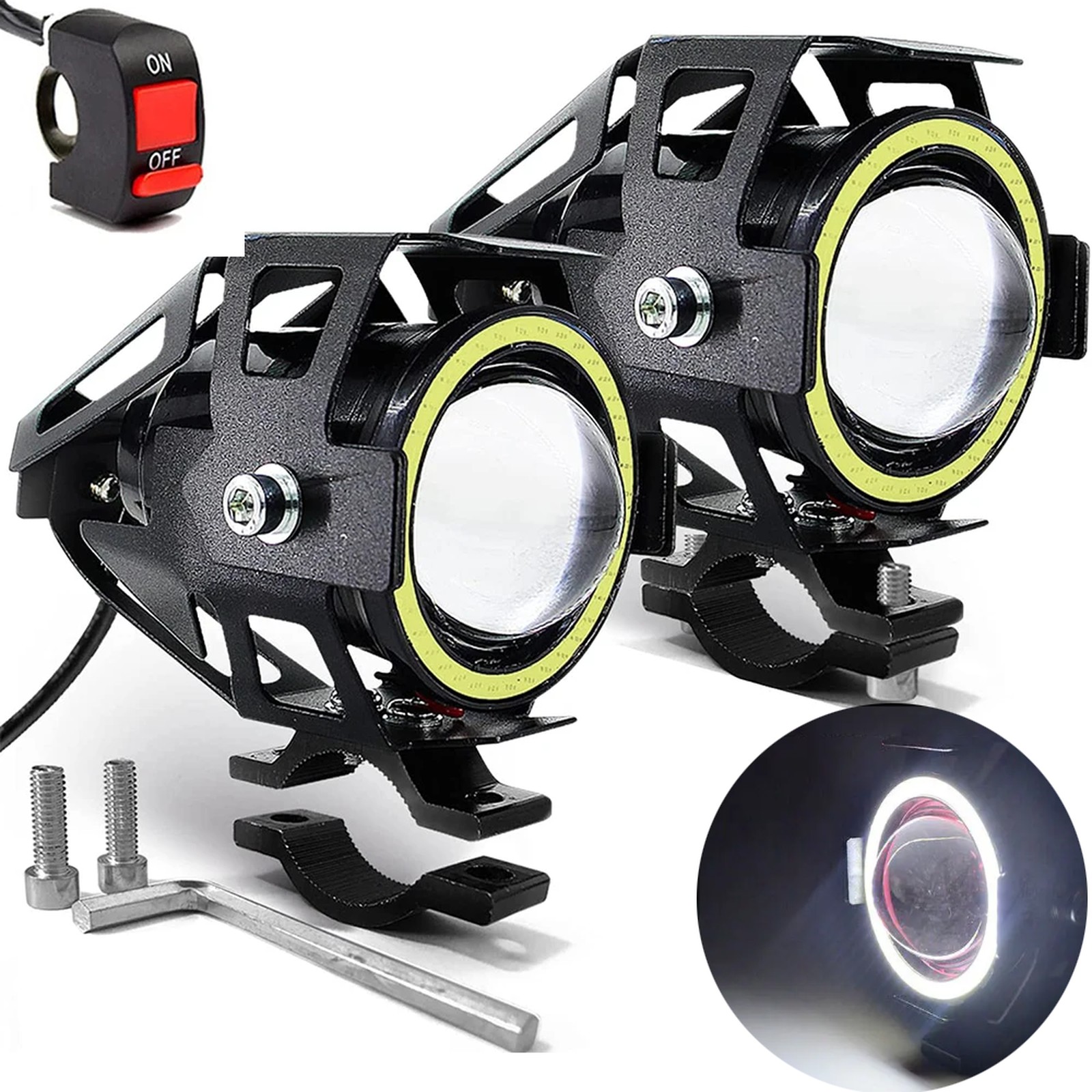 Halogeny motocyklowe RING LED lampy reflektory U7