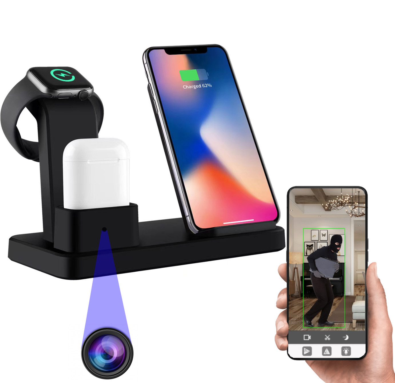 Ukryta kamera WiFI w ładowarce indukcyjnej MKW55