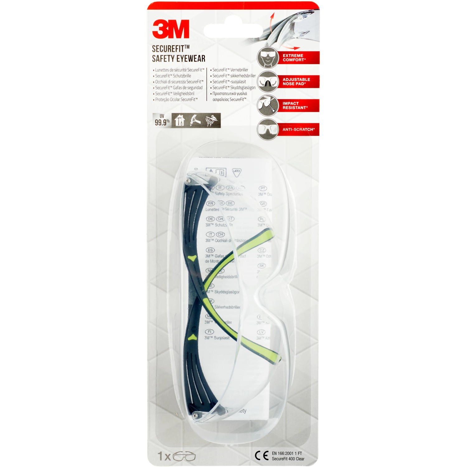 3M SecureFit 400 Okulary ochronne, przezroczyste soczewki - 1 szt.
