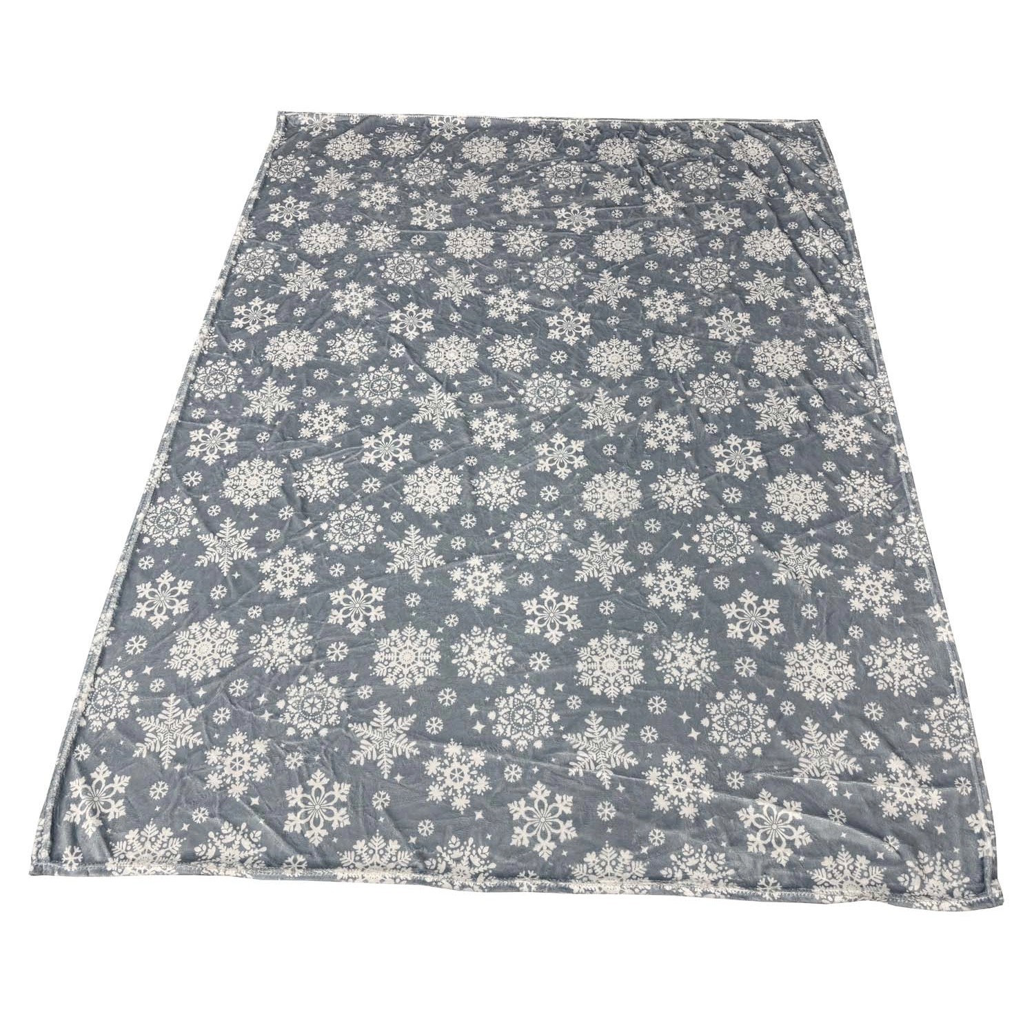 Koc świąteczny flanelowy FROST 130 x 170 cm szary
