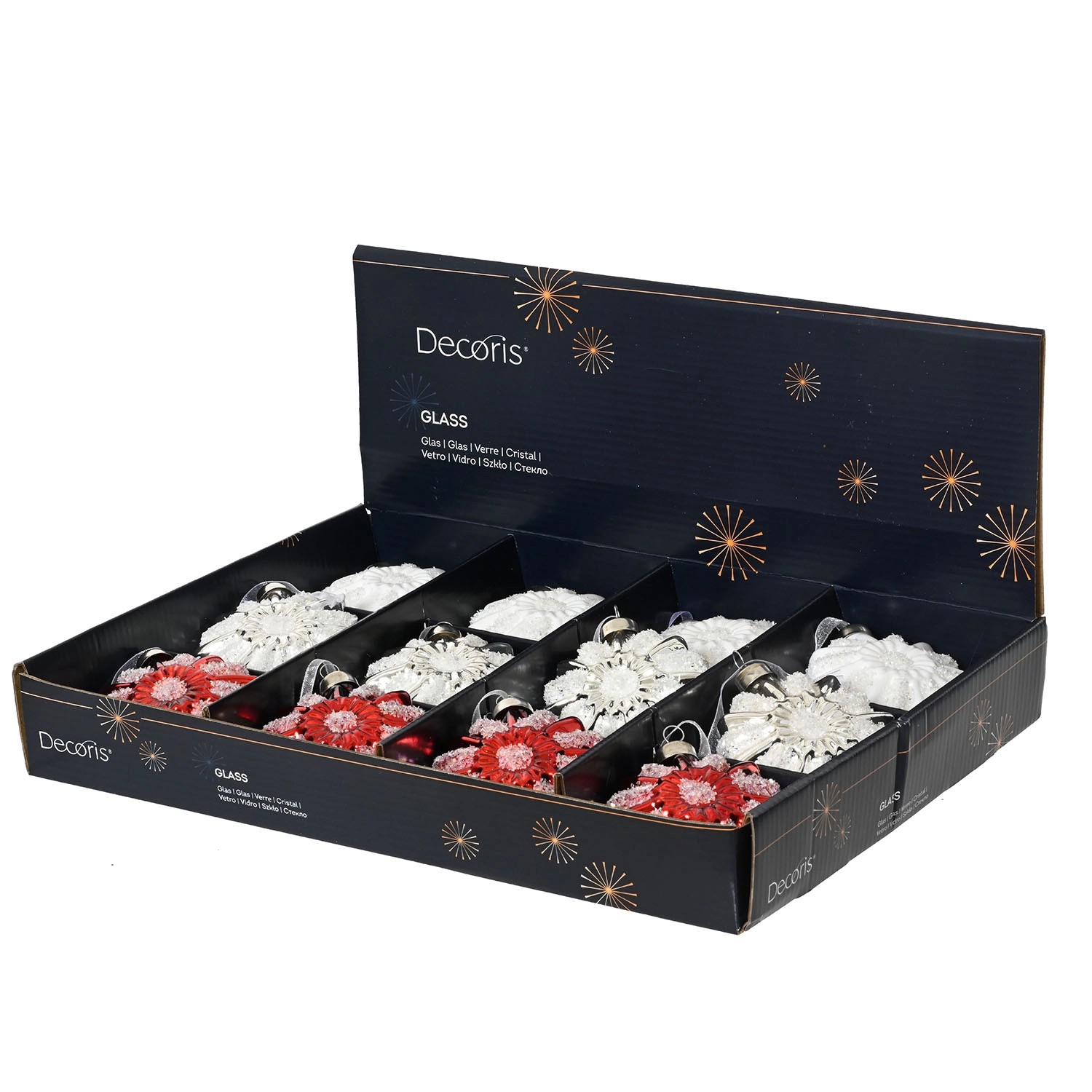 Bombka szklana kwiat, mix - 4x8 cm