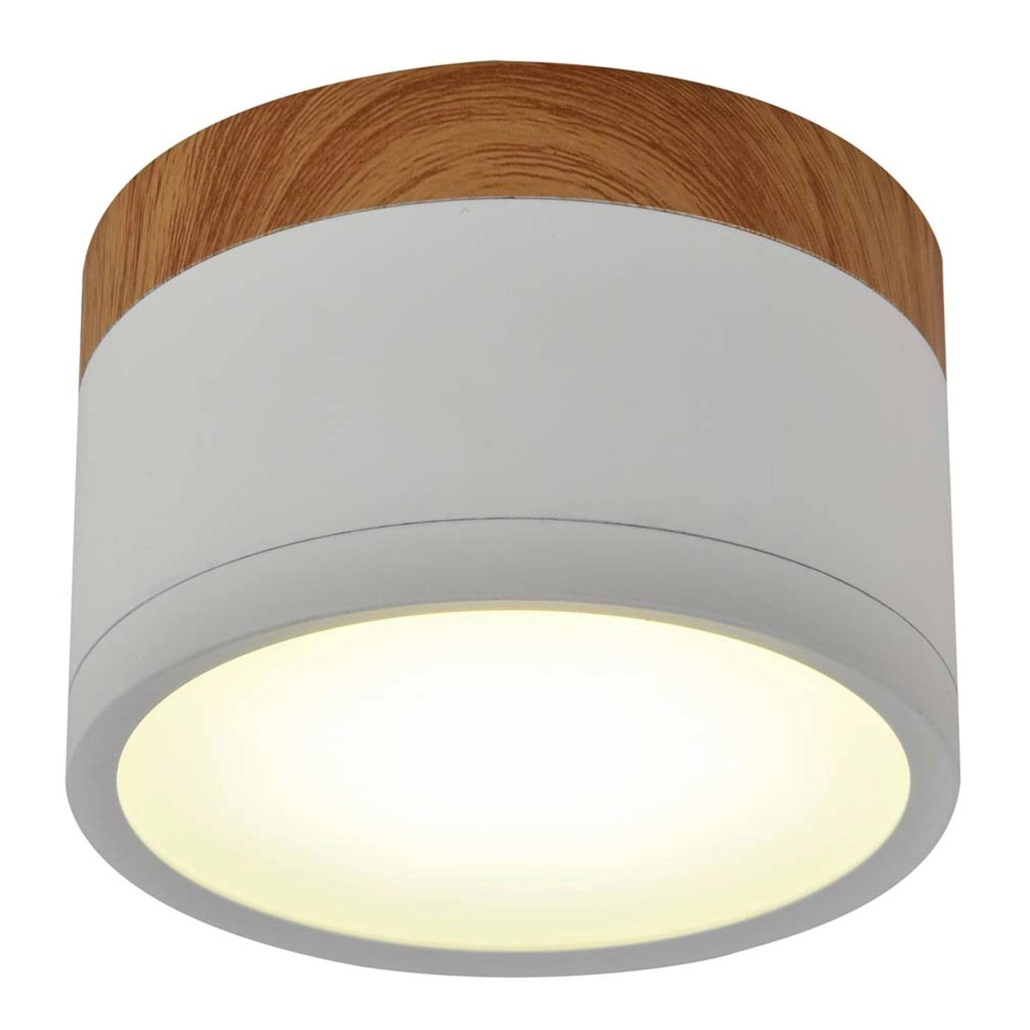 Candellux Oprawa LED natynkowa śr. 8,8 cm drewno/biała 9W 590 lm 4000K