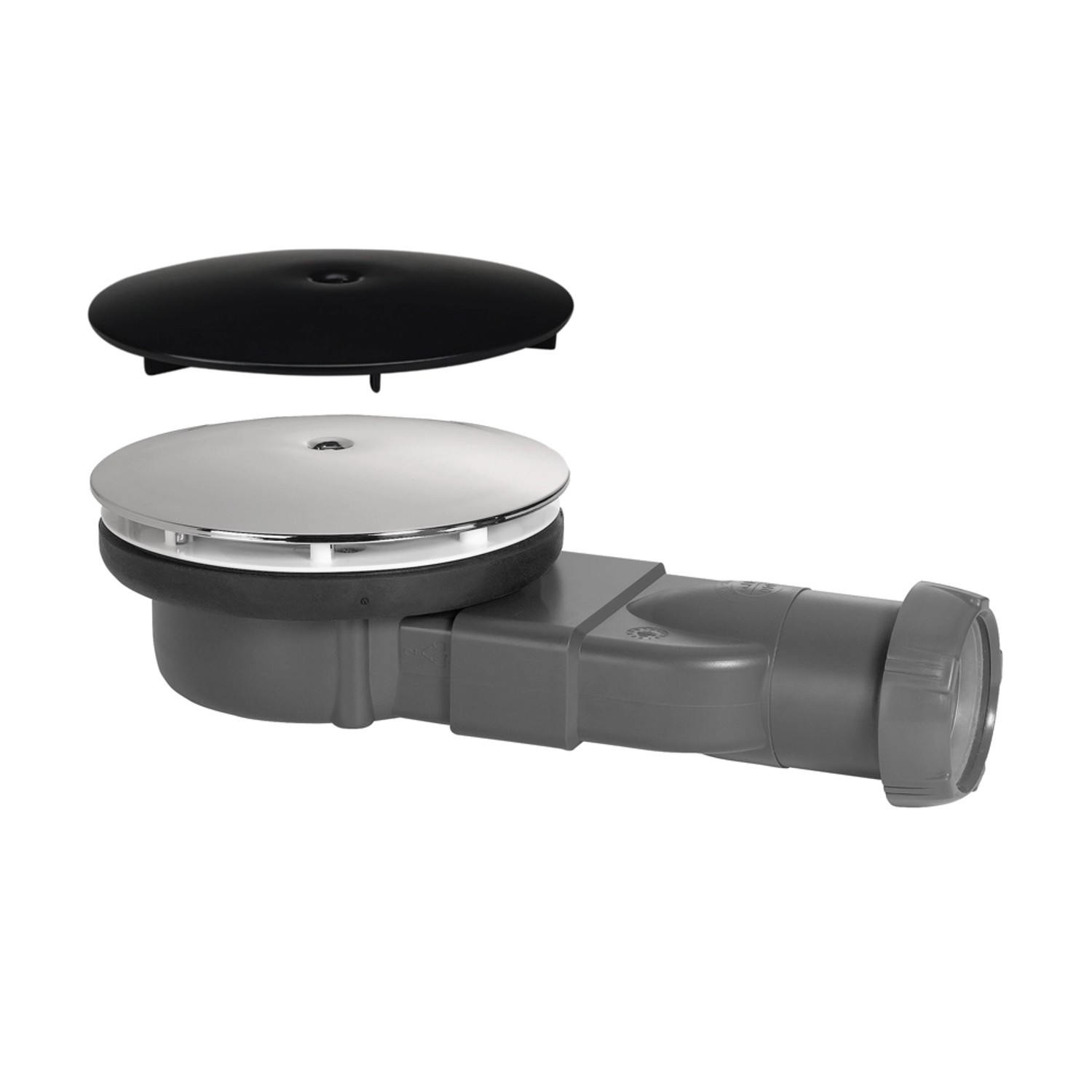 Wirquin Syfon brodzikowy 90 mm, grzybek chrom i czarny mat