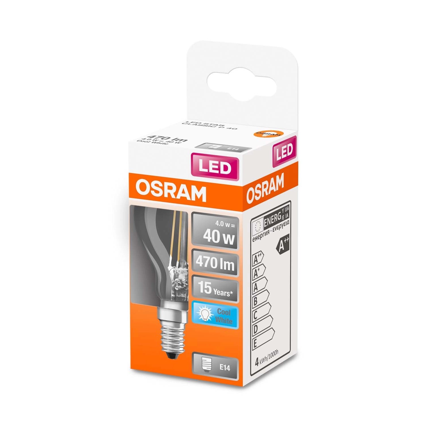 Osram Żarówka LED STAR CLASSIC P40 filament 4W E14 470 lm 4000K