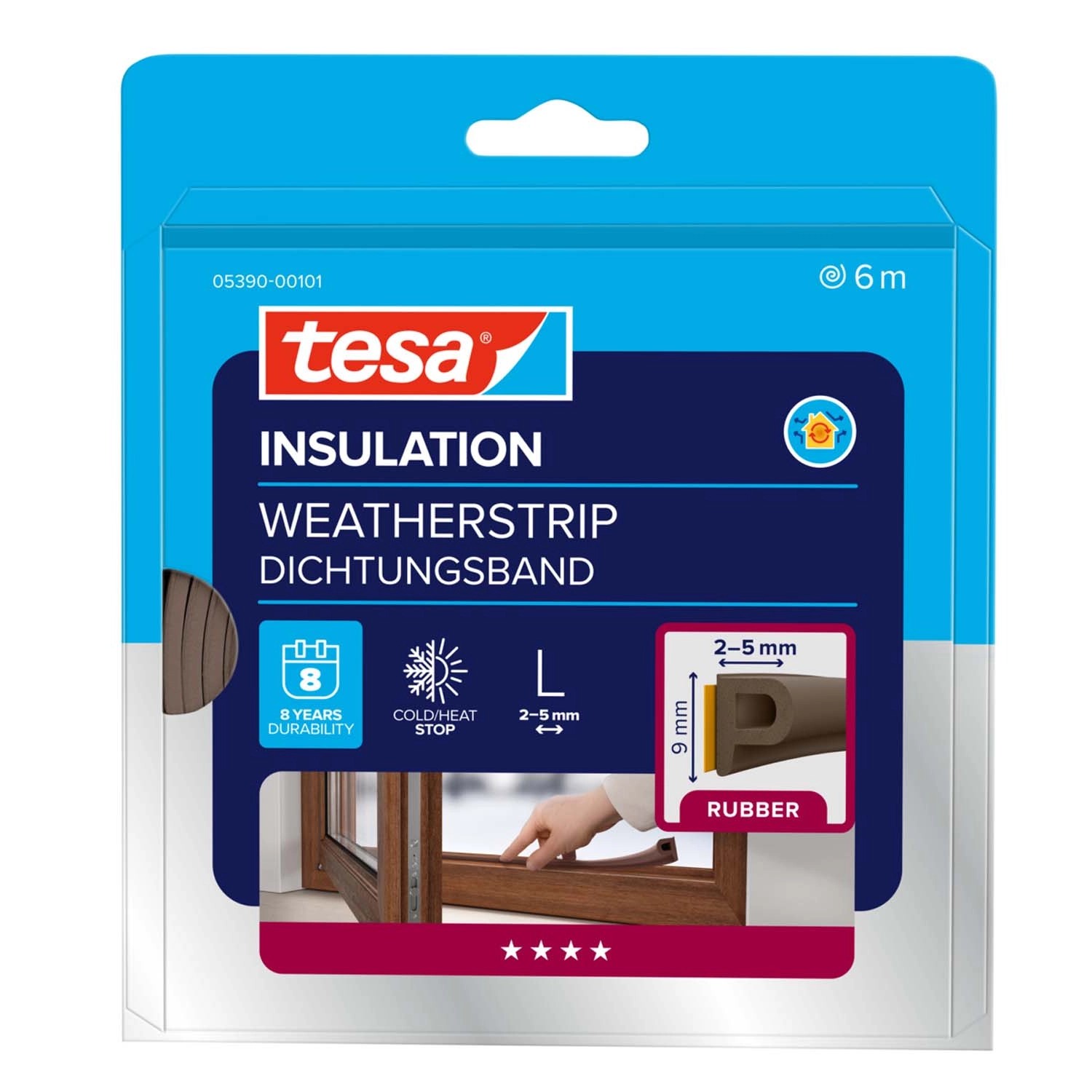 Tesa Uszczelka P-profile 9mm x 6m brązowa