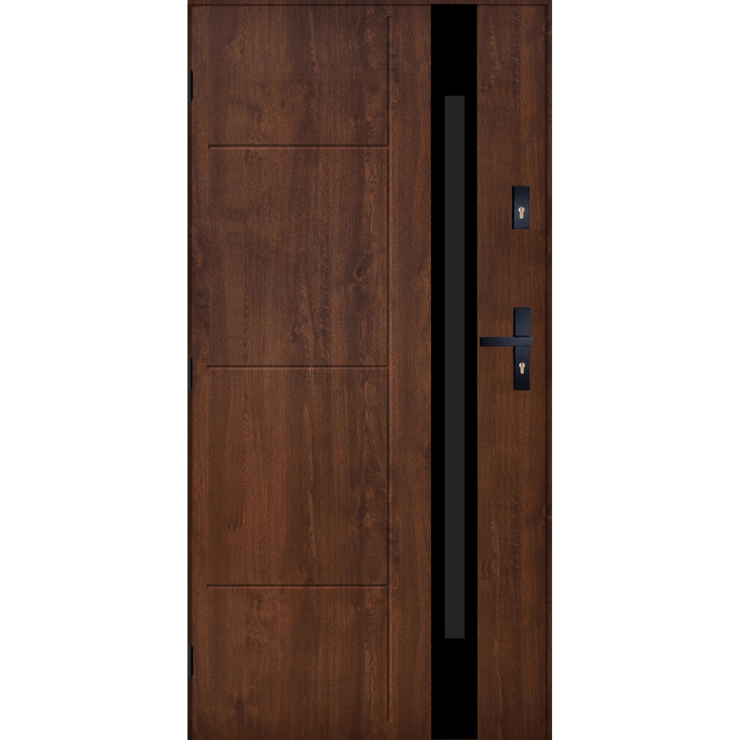 Drzwi zewnętrzne stalowe Madryt orzech 90L
