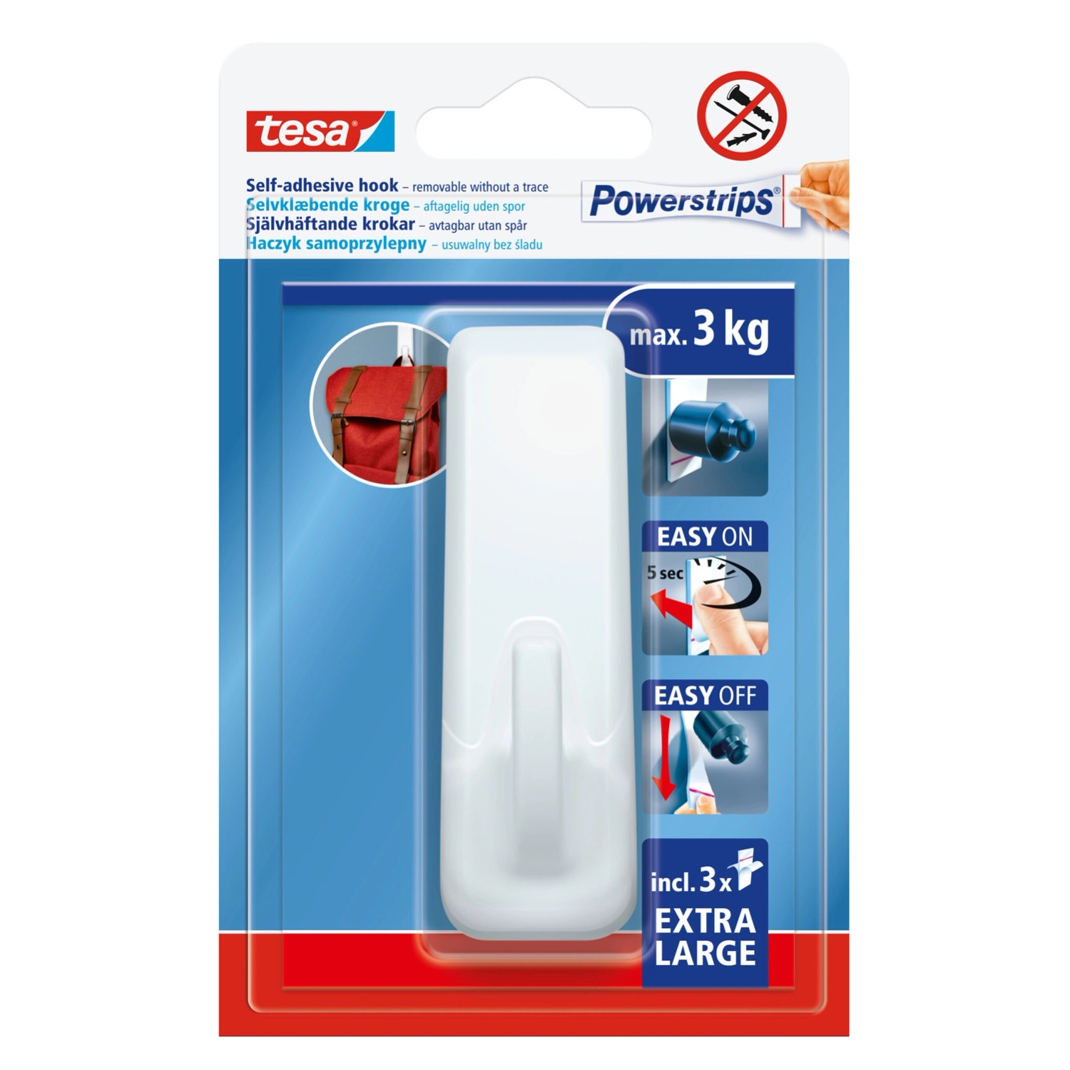 Tesa Haczyk biały XL proste do 3kg