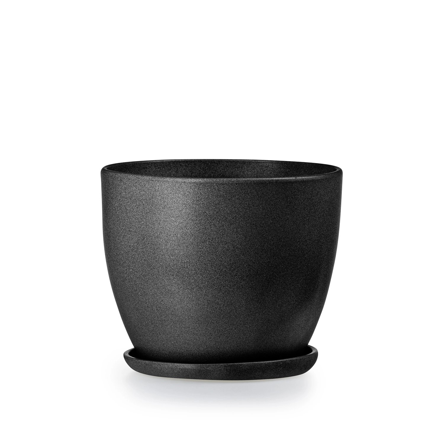 Doniczka z podstawką czarny - 16 cm