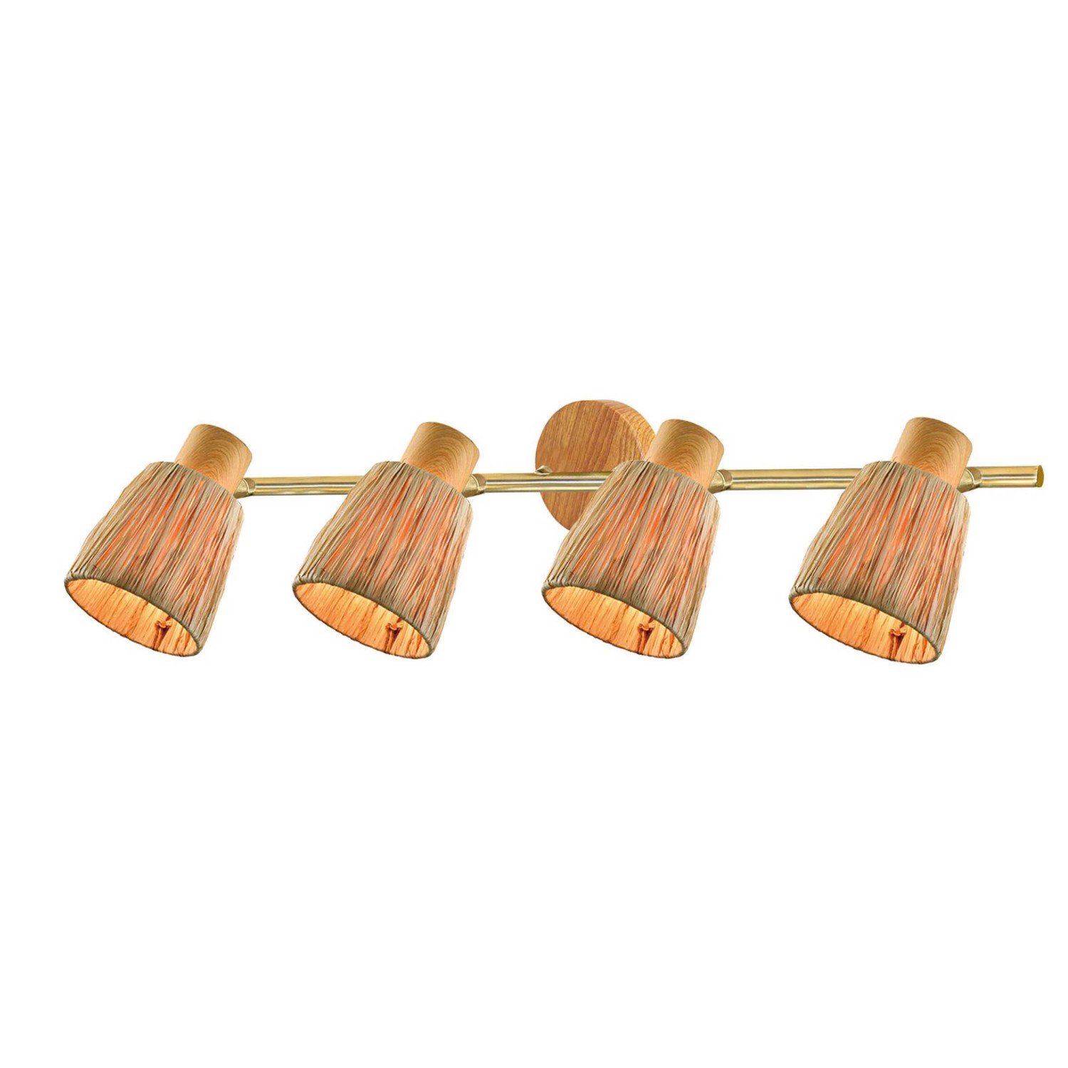 ORO Listwa SPOT QUINTA klosze rafia 4xE14 max. 7W LED złoto-brązowa