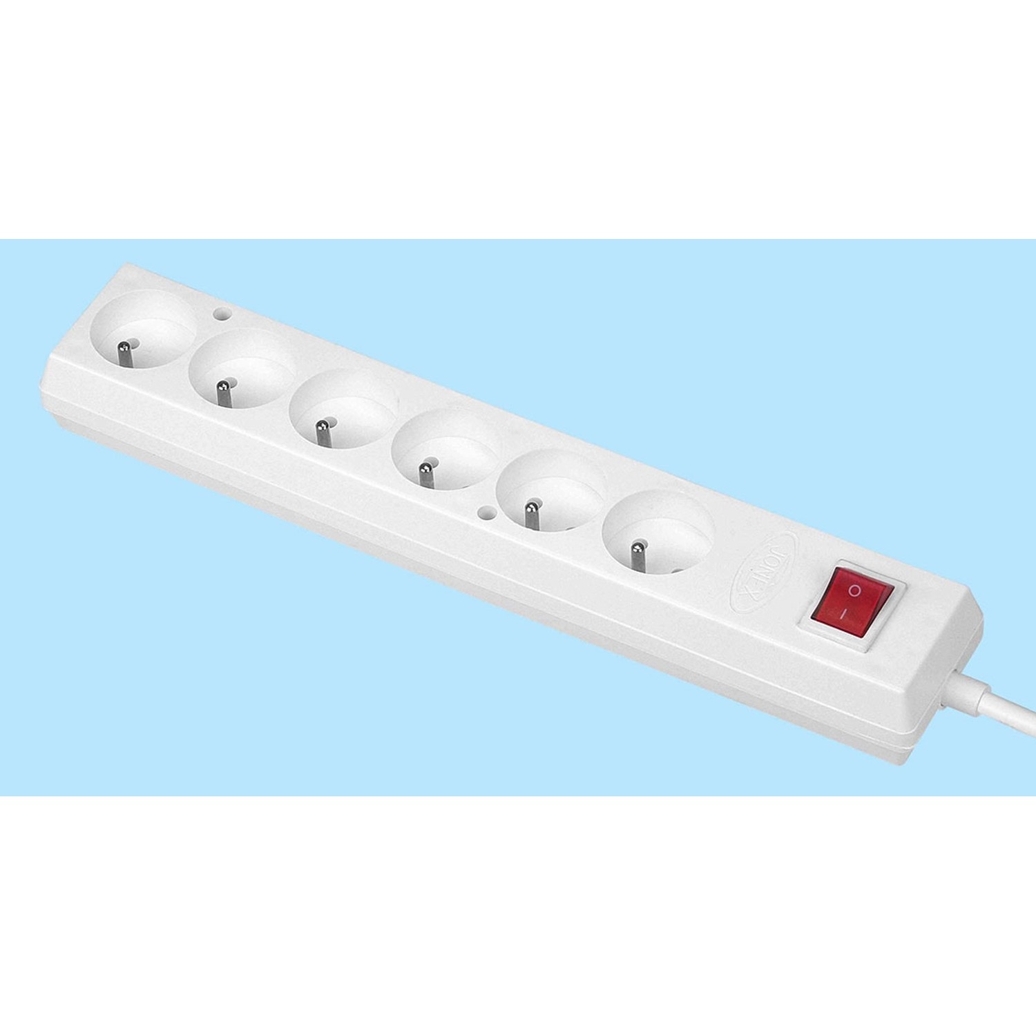 Jonex Przedłużacz listwowy 6-gniazdkowy 3 m biały z włącznikiem