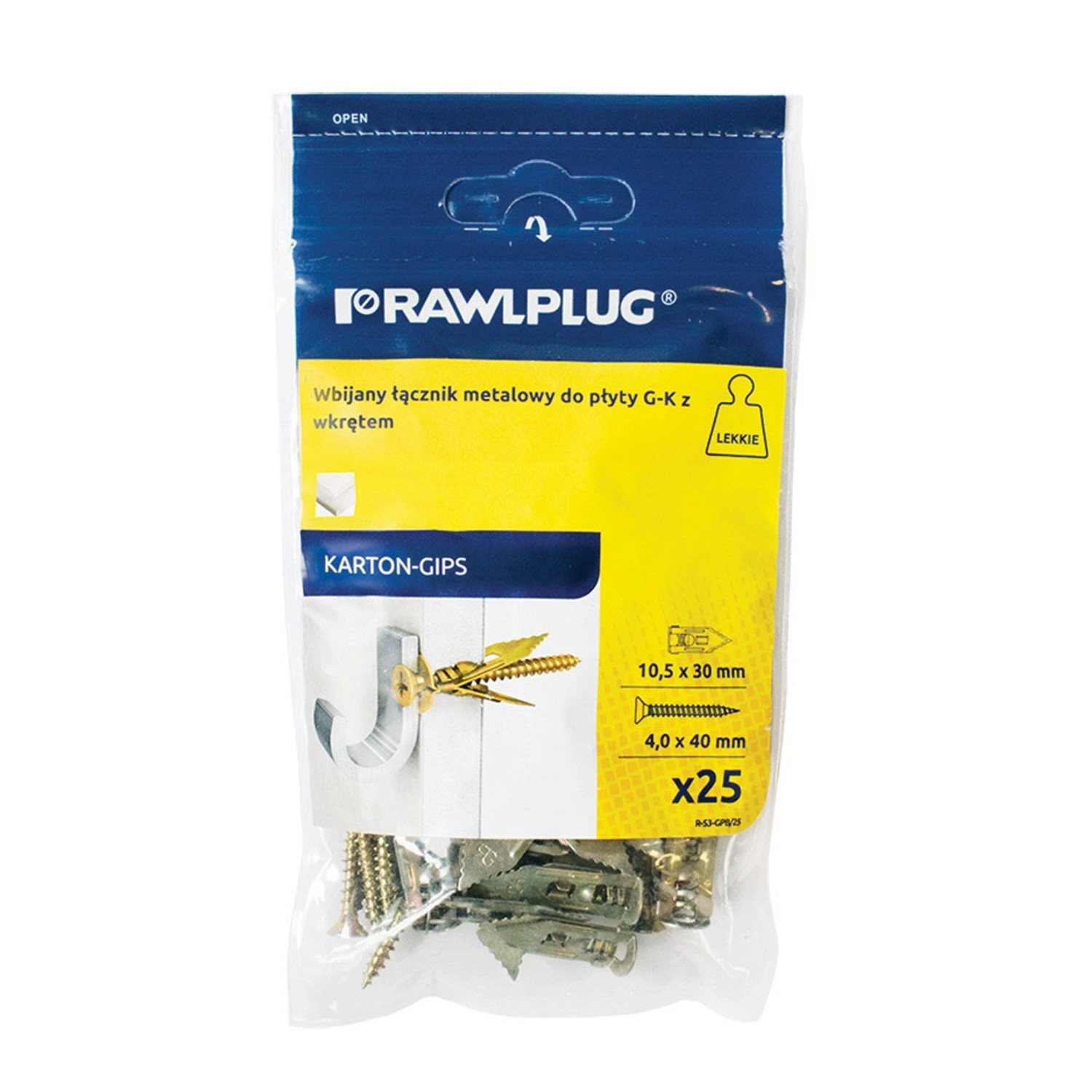 Rawlplug Kołek do płyt GK 10,5 x 30 mm wbijany 12szt.