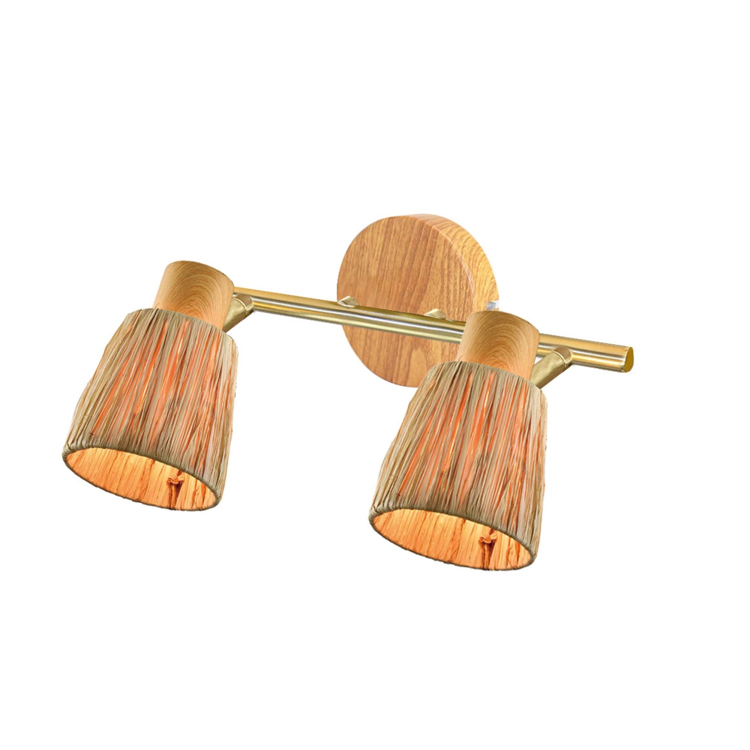 ORO Listwa SPOT QUINTA klosze rafia 2xE14 max. 7W LED złoto-brązowa