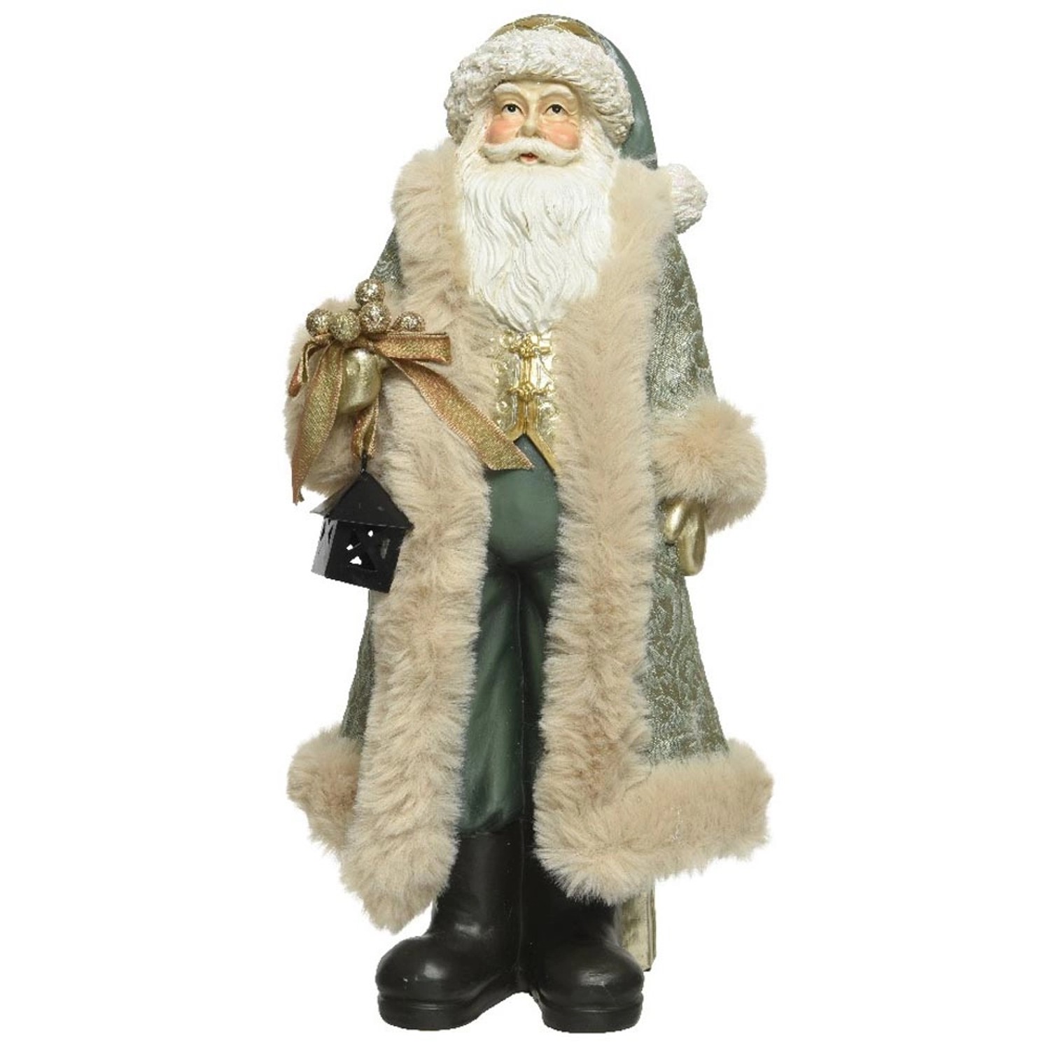 Figurka MIKOŁAJ z latarnią zielony - wys. 30 cm