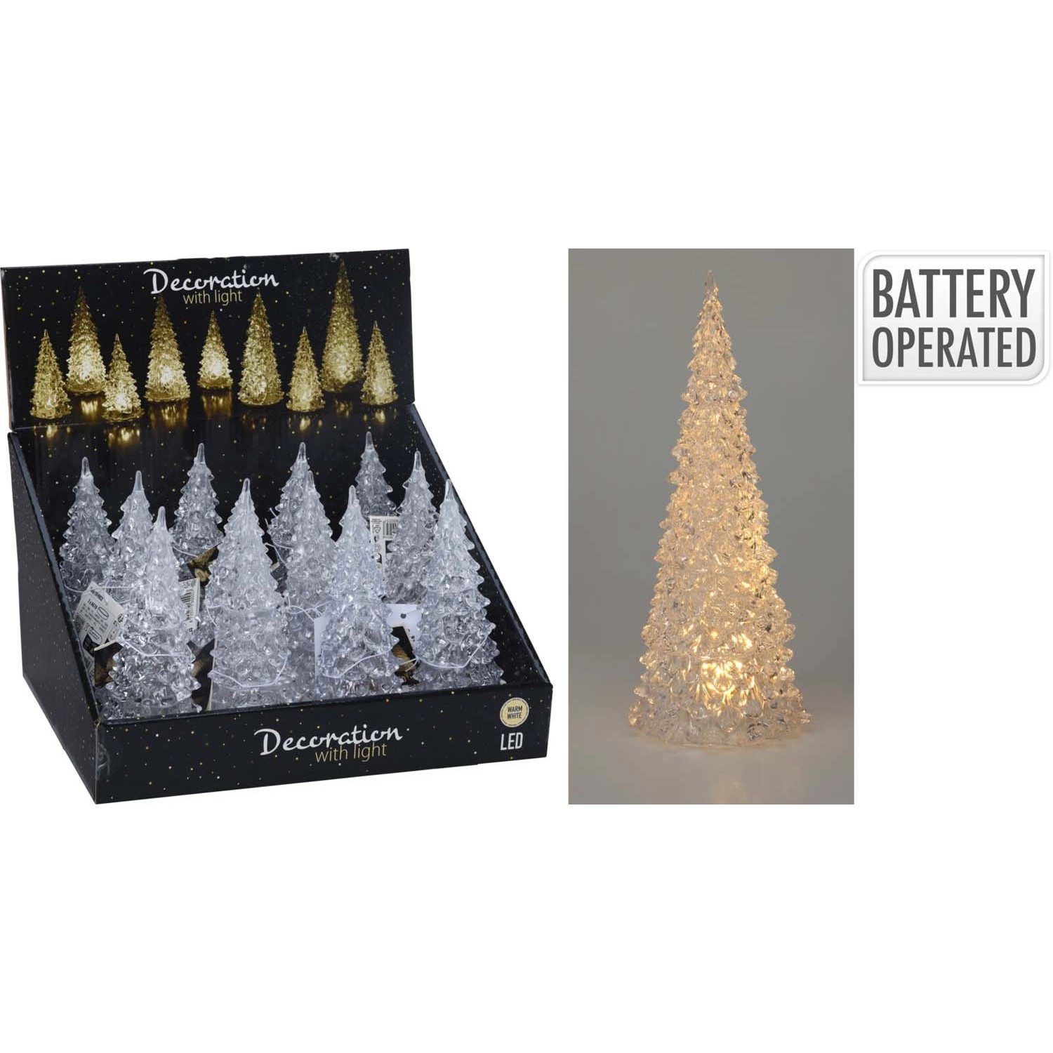 Dekoracja stojąca Choinka LED wys. 17 cm ciepła biel