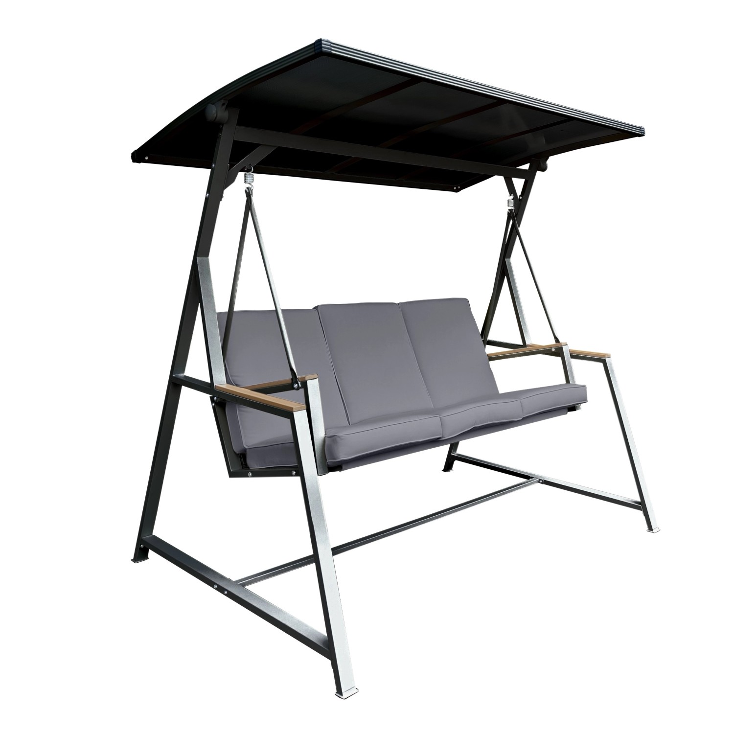 Huśtawka ogrodowa KINECTA szara 3-osobowa