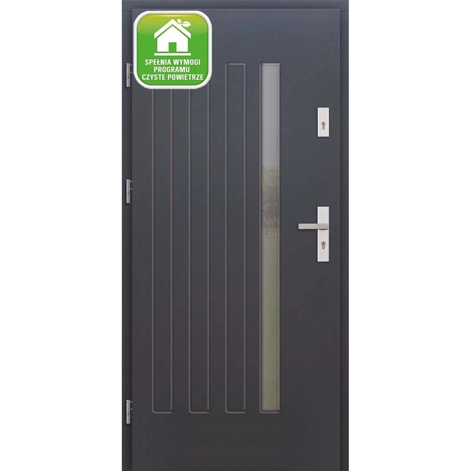 El Prema Drzwi zewnętrzne drewniane Plati antracyt 90L