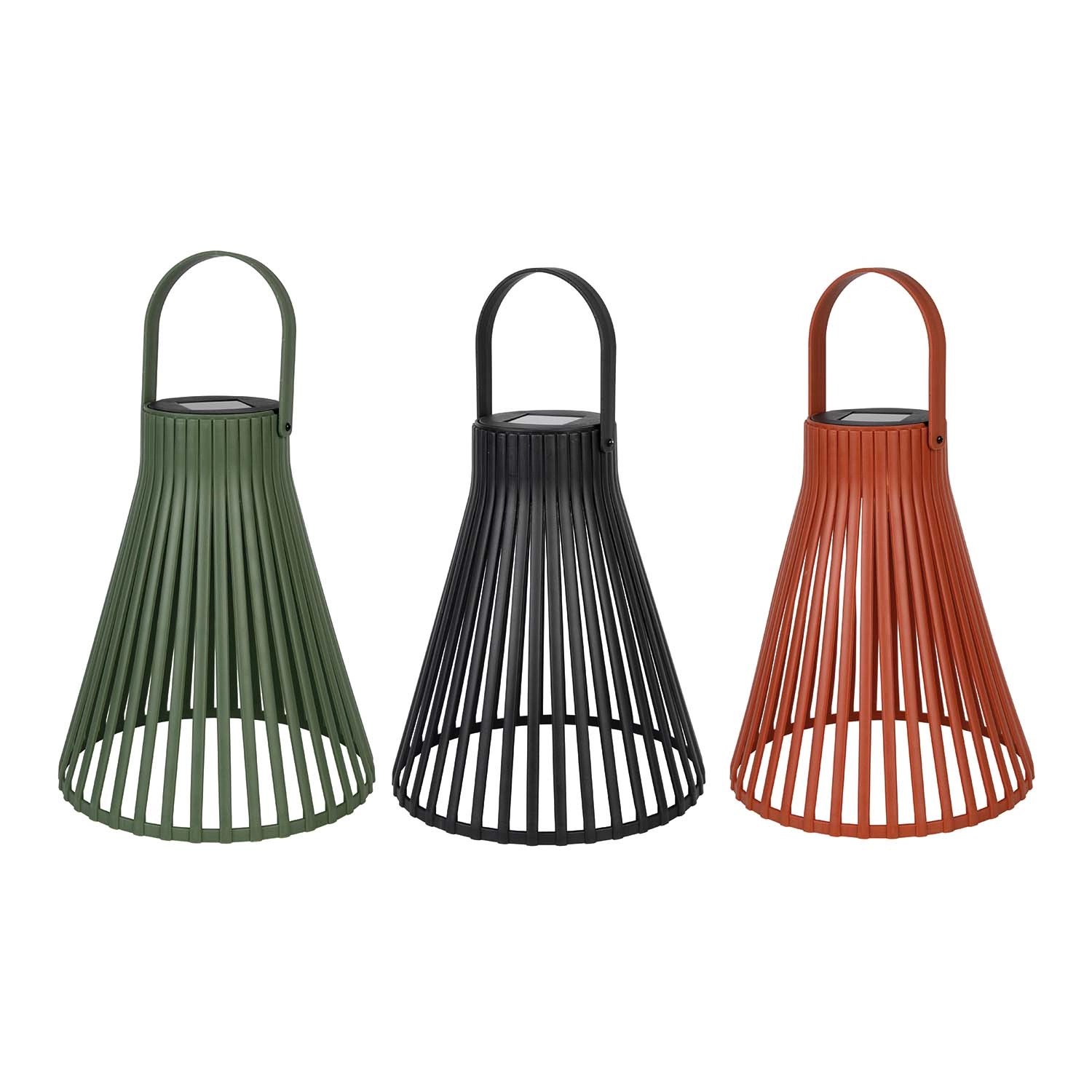 Zestaw 3 solarnych lamp LED Klosz Świetlny: czarna, czerwona, zielona