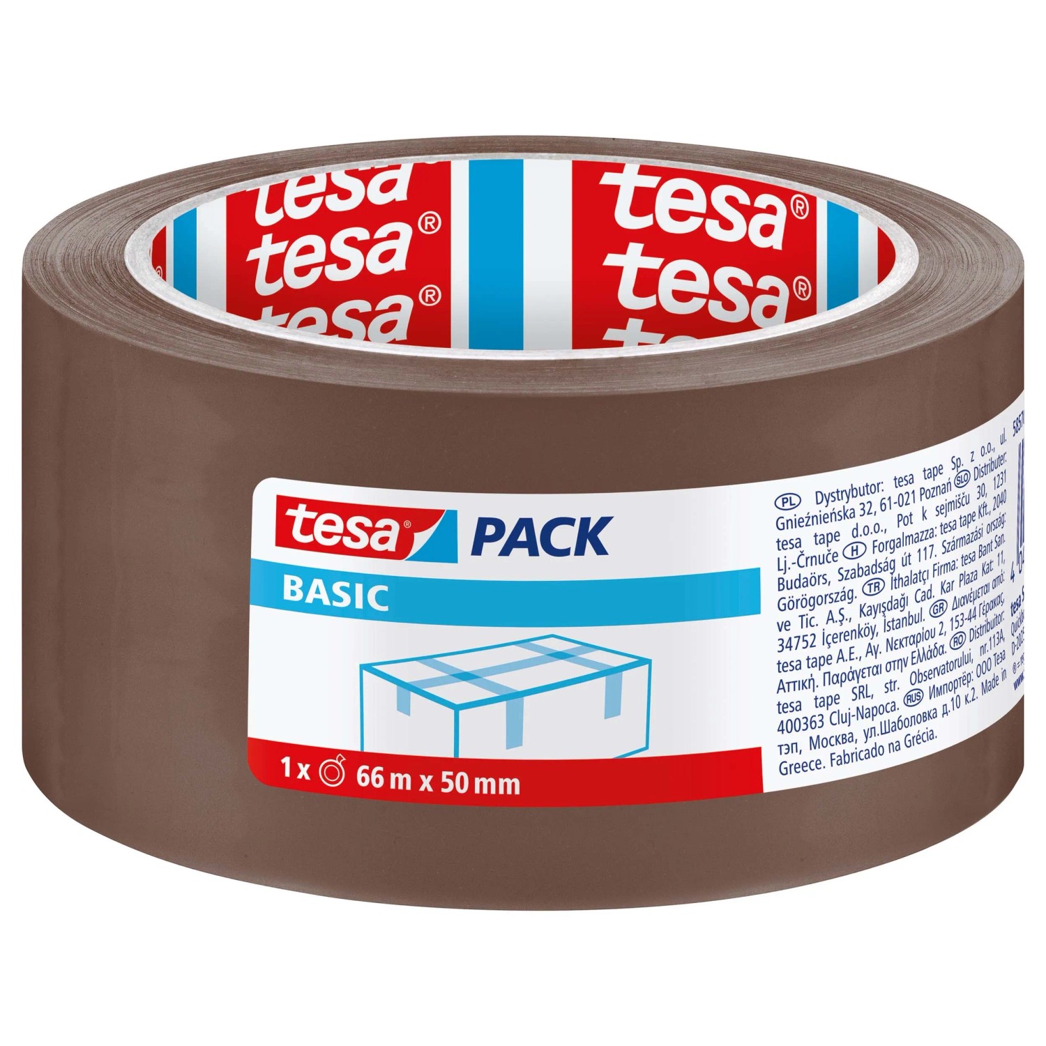 Tesa Taśma pakowa BASIC brązowa 66 m x 50 mm