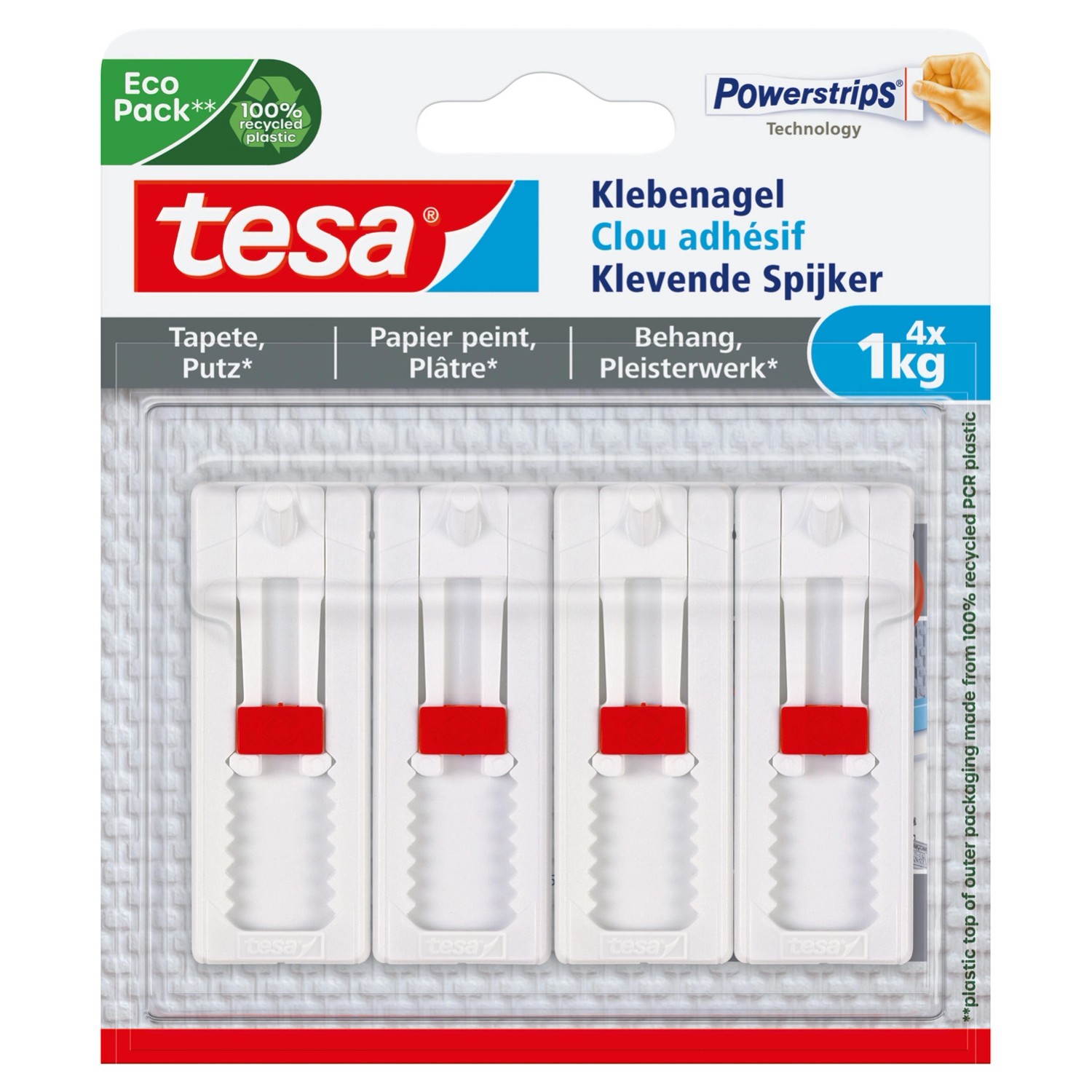 Tesa Gwóźdź regulowany samoprzylepny tapeta tynk 4 szt.