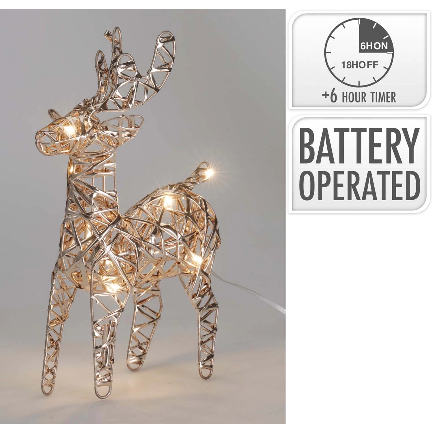 Dekoracja stojąca Renifer 10 LED szampański