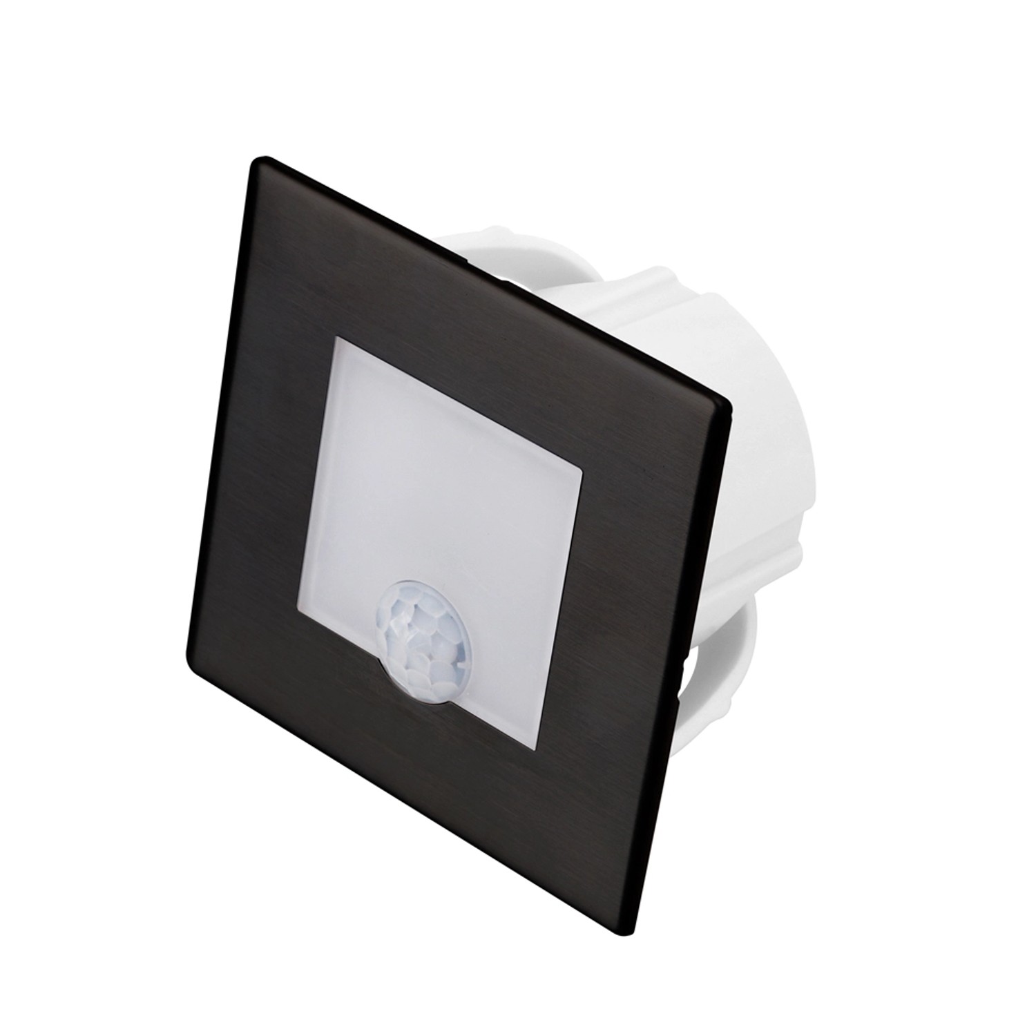 DPM Oprawa schodowa LED z czujnikiem ruchu kwadratowa czarna 1,2W 30 lm 4000K