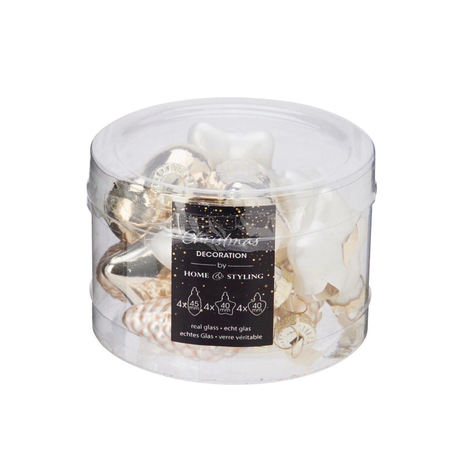 Bombki szklane szampański 4,5x2 cm, mix - 12 szt.