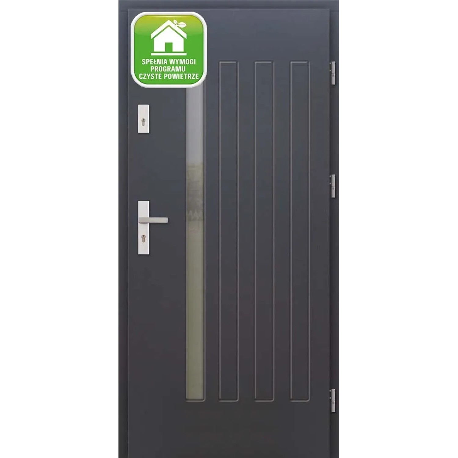 El Prema Drzwi zewnętrzne drewniane Plati antracyt 90P