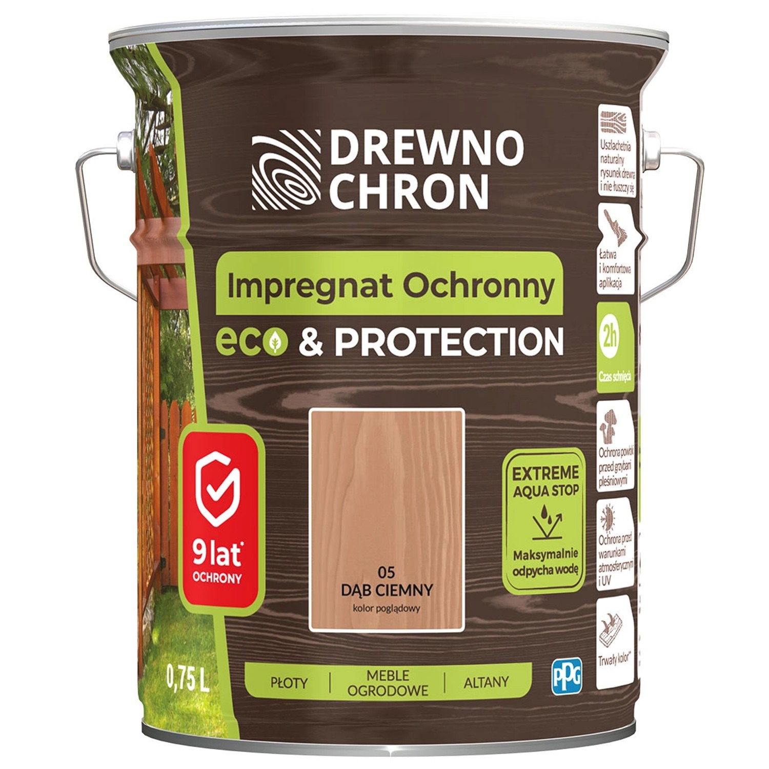 Drewnochron Impregnat ochronny Eco & Protection dąb ciemny 4,5L