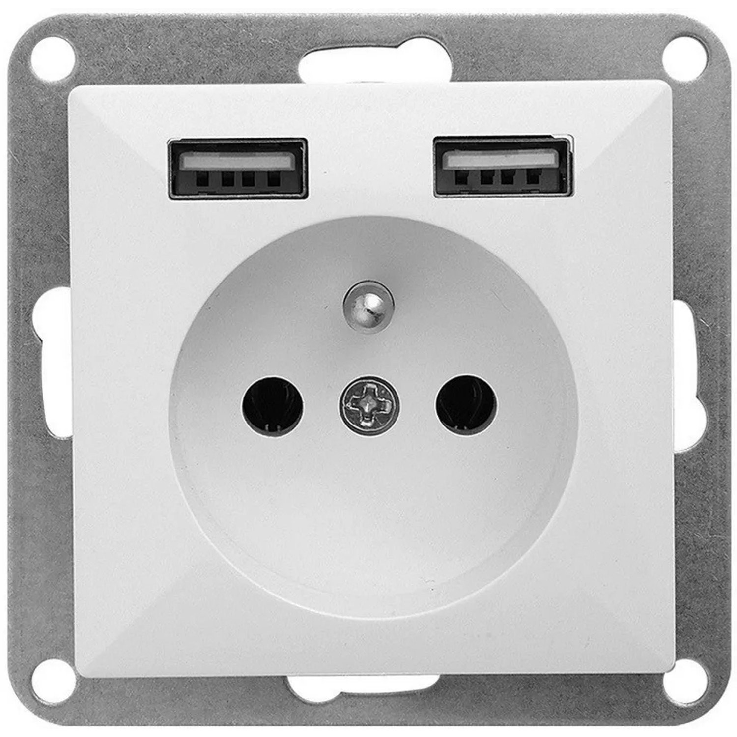 Gniazdo Perła pojedyncze 2 x USB biały