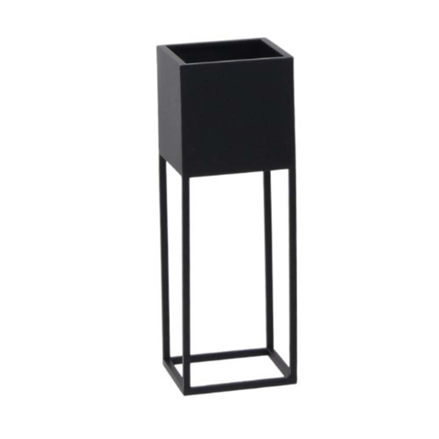Kwietnik stojący Lizbona XS czarny z osłonką - 16 x 47 cm