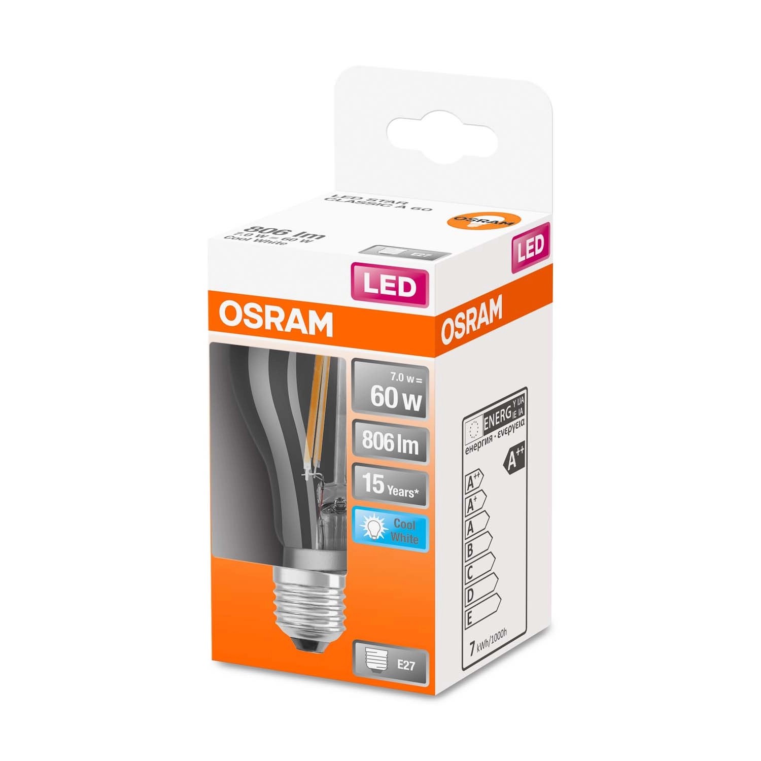 Osram Żarówka LED STAR CLASSIC A60 filament 6,5W E27 806 lm 4000K