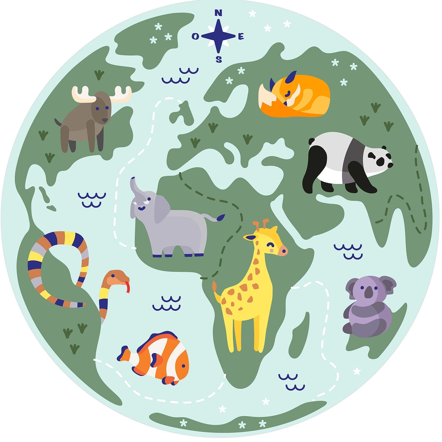 Direct H&G Dywan dziecięcy PISE świat śr. 100 cm