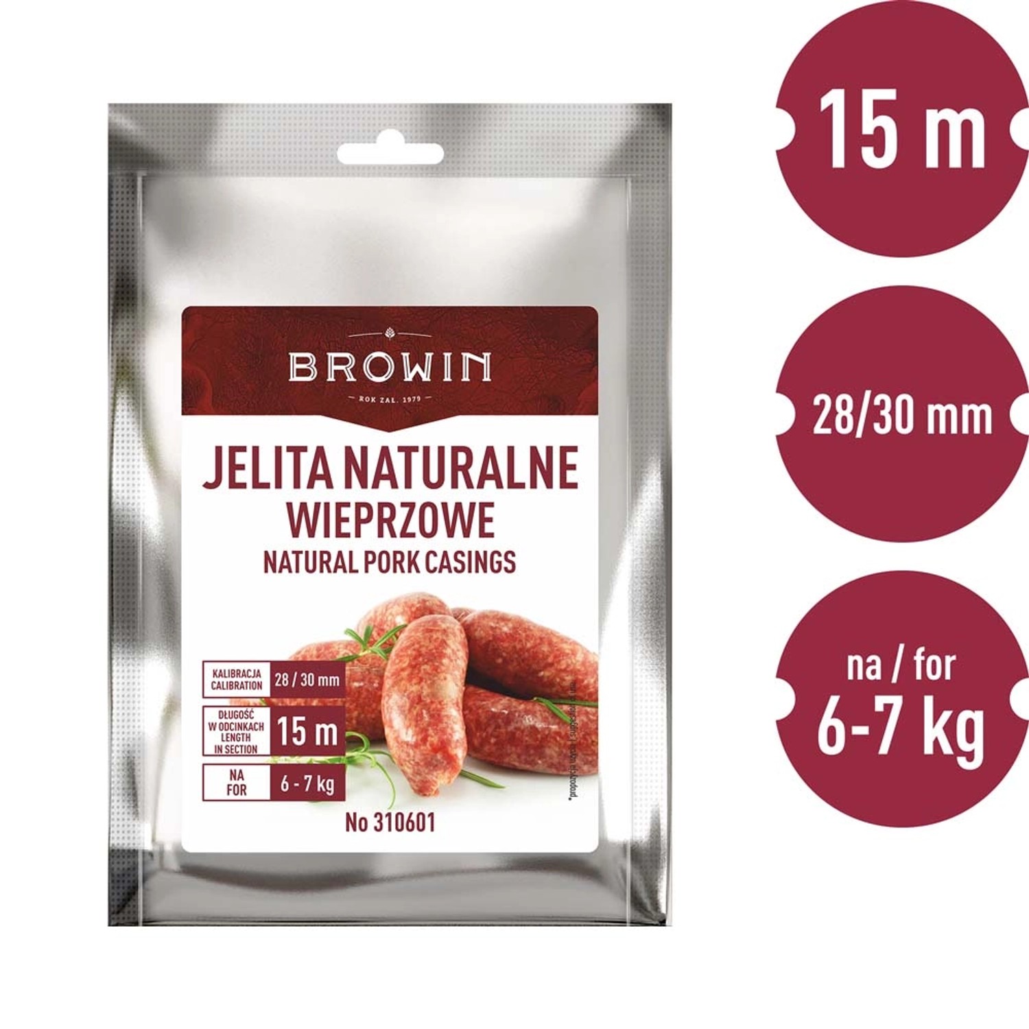 Jelita naturalne wieprzowe 28-30 mm - 15 m