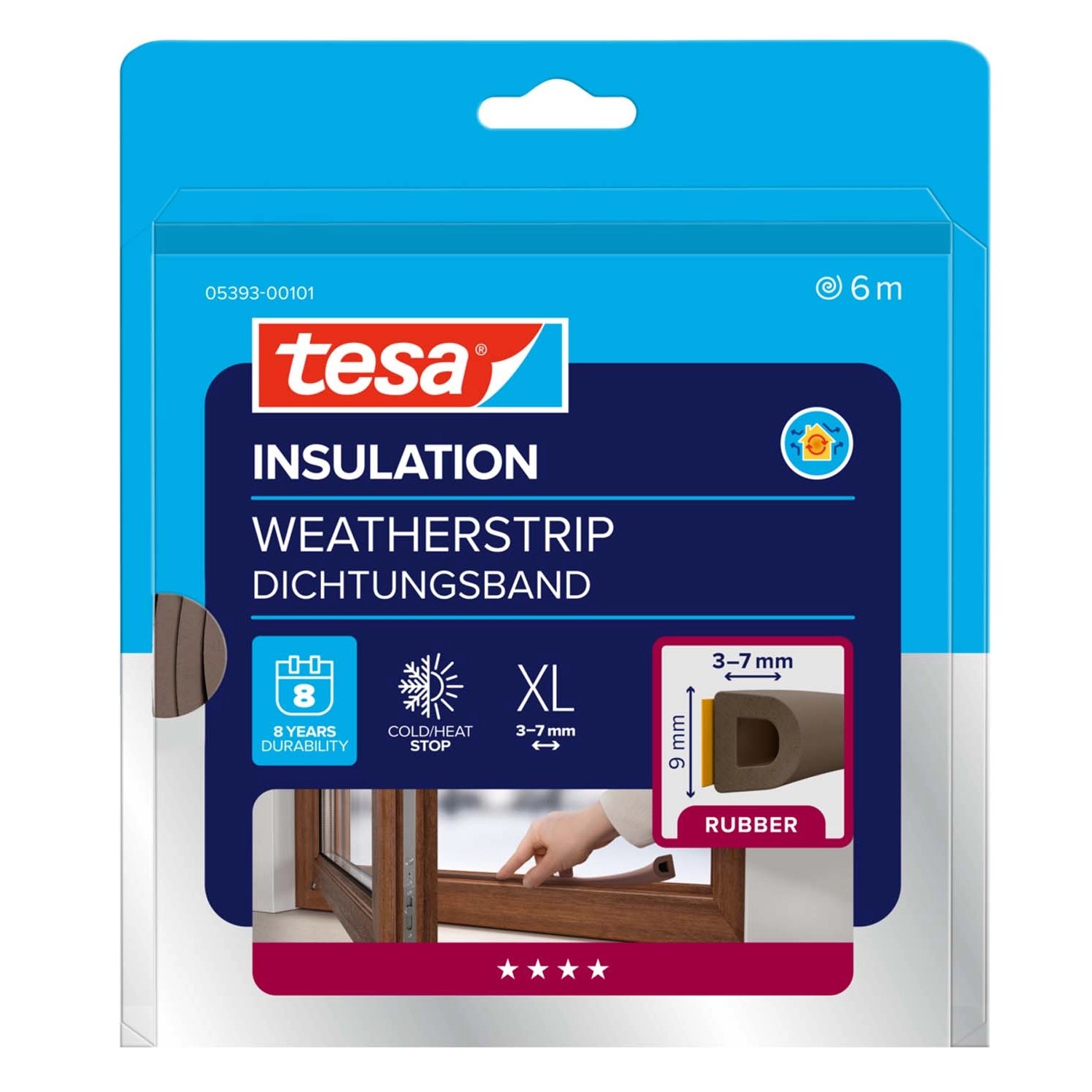 Tesa Uszczelka D-profile 9mm x 6m brązowa