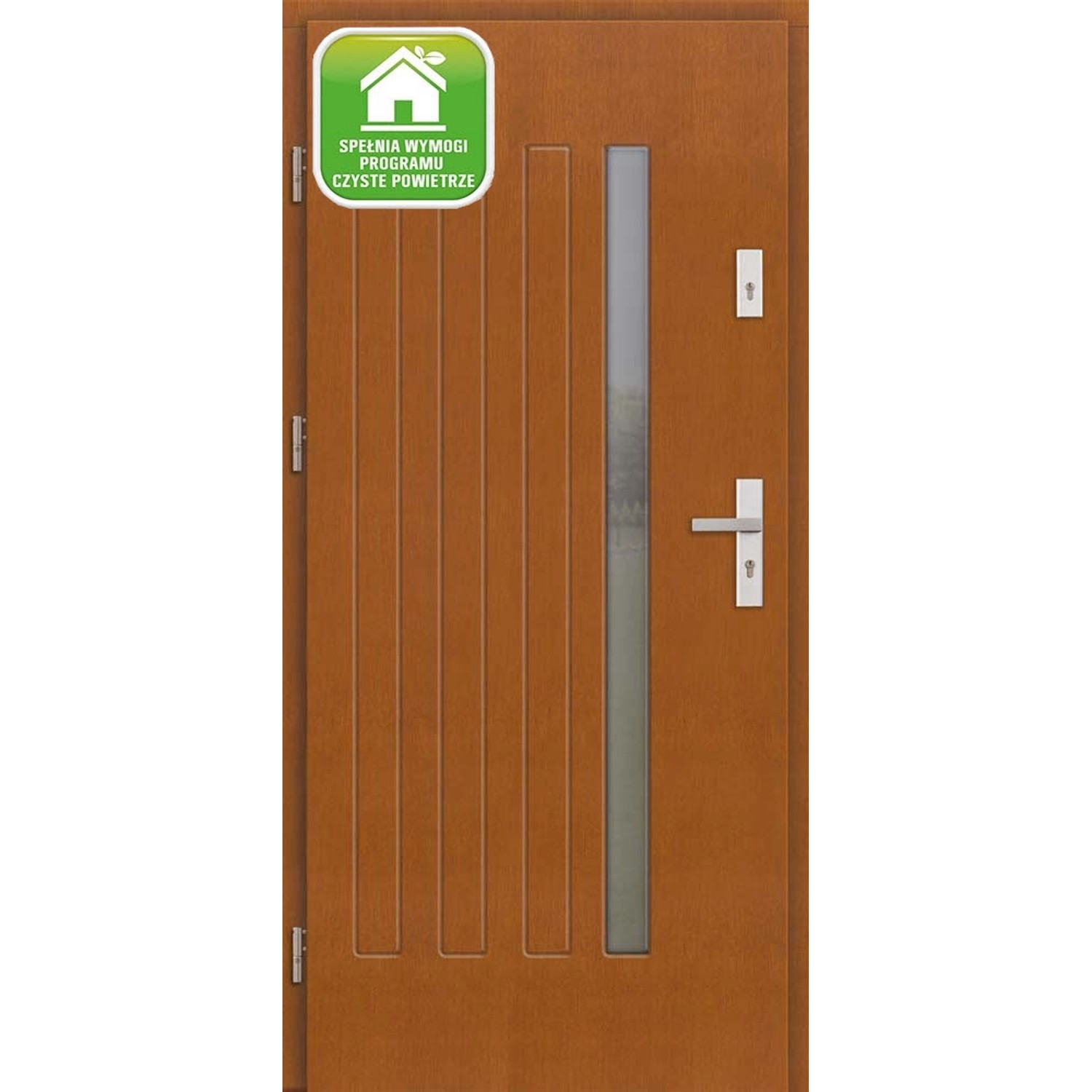 El Prema Drzwi zewnętrzne drewniane Plati złoty dąb 90L