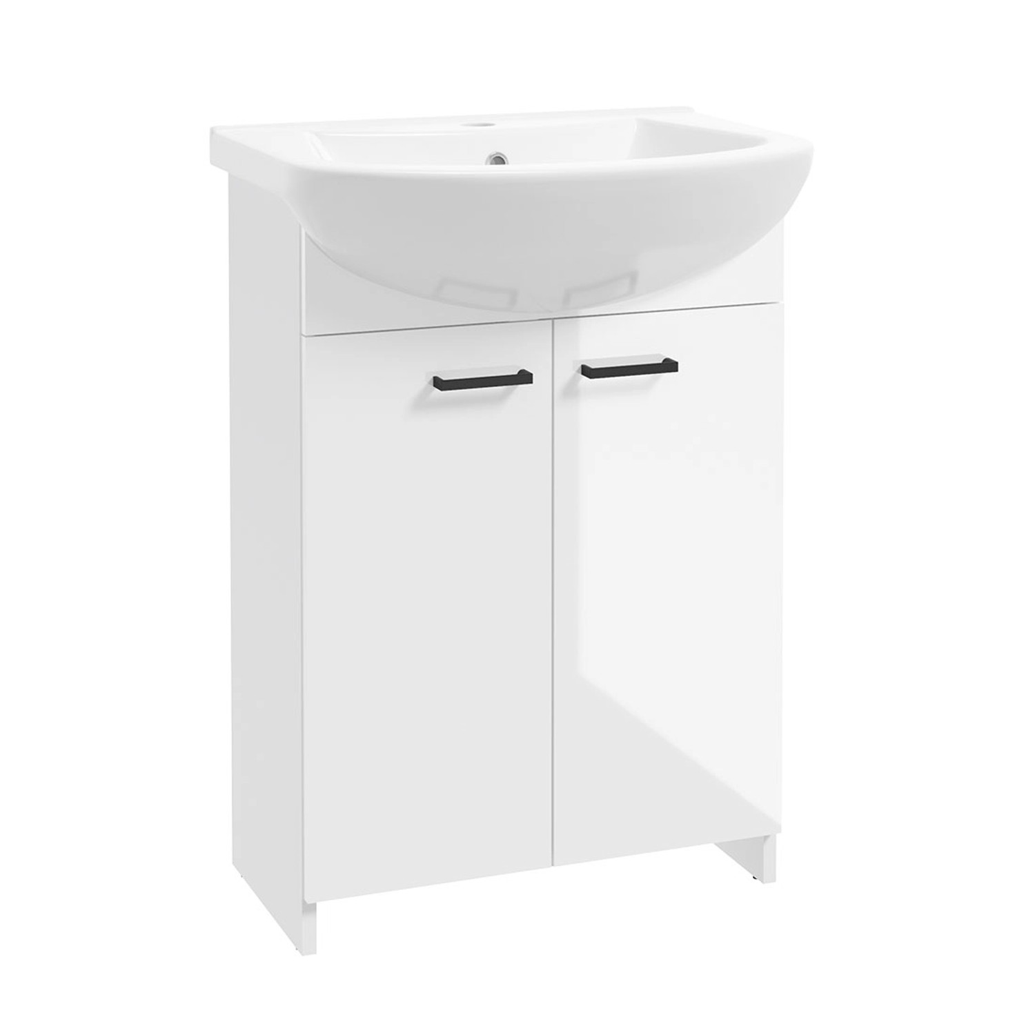 Defra Zestaw Szafka 2-Drzwiowa Z Umywalką Twins Biały Połysk 60 Cm