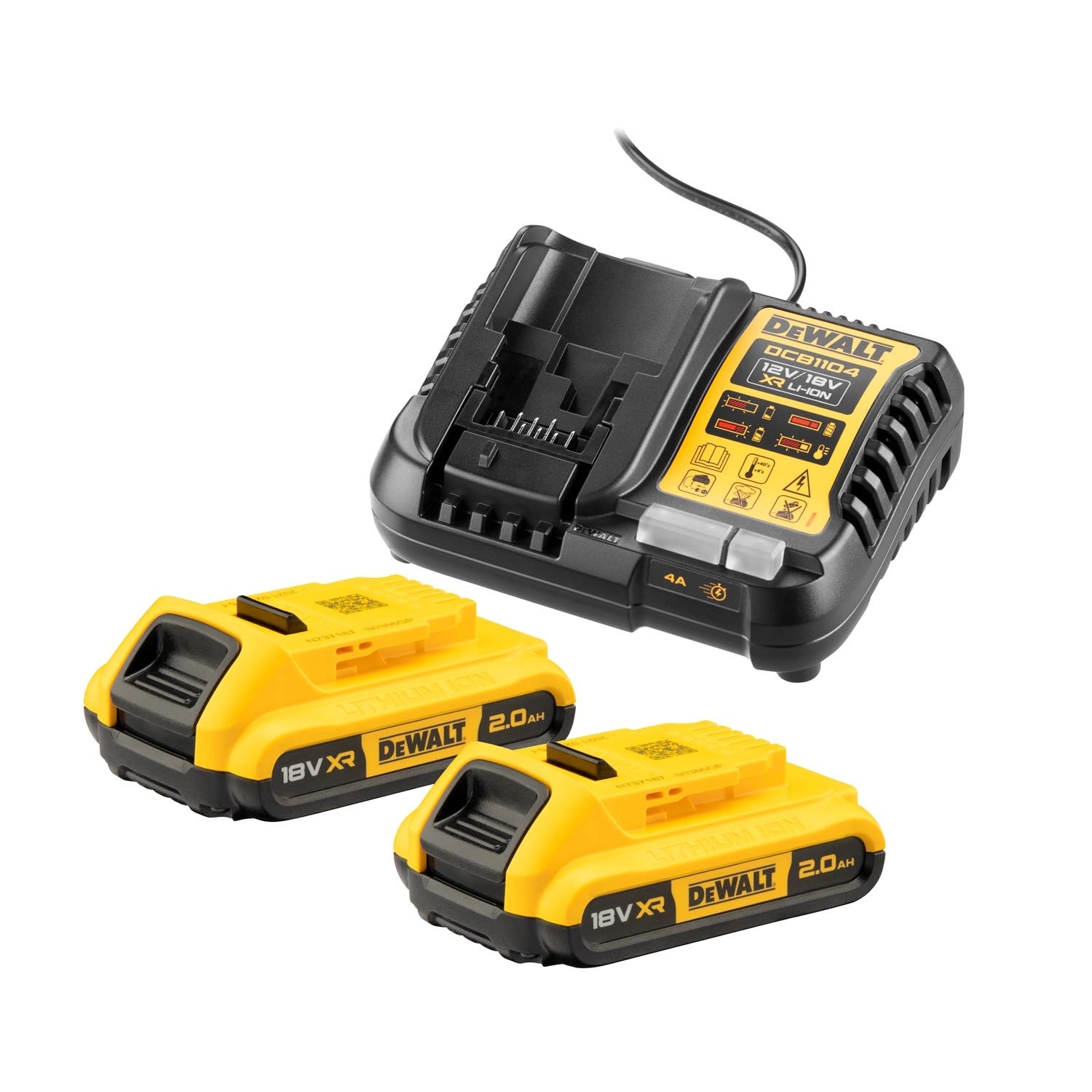 DeWalt Zestaw 2 x akumulator 2Ah 18V + ładowarka 4A