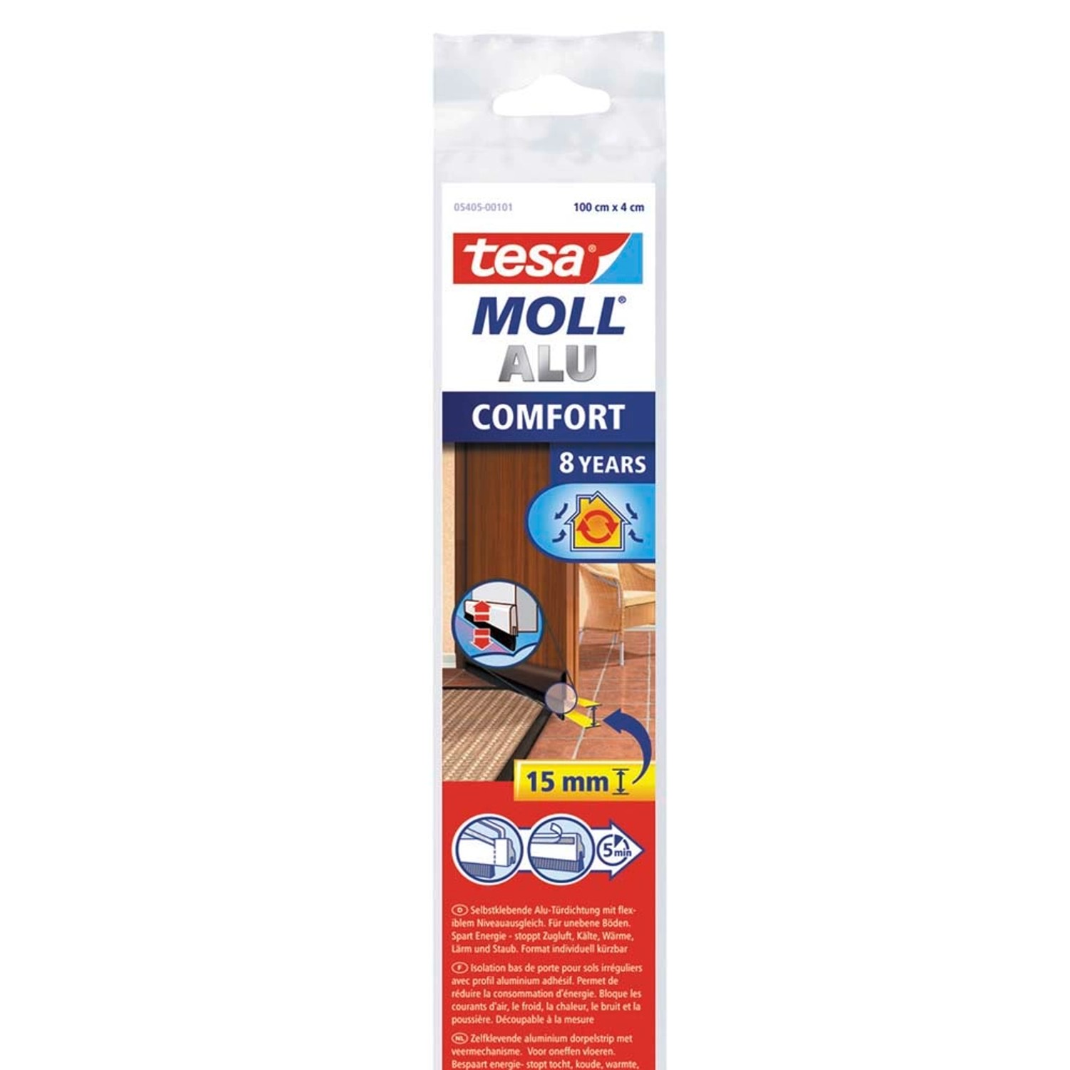 Tesa Uszczelka drzwiowa Comfort szczotkowa do nierównych podłoży brązowa 1 m x 4