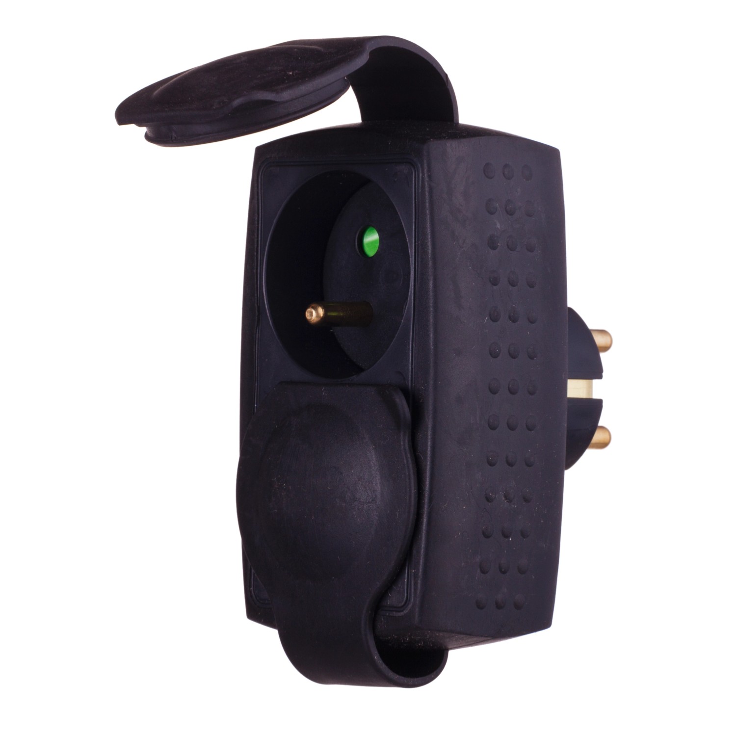 Legrand Rozgałęźnik gumowy z pokrywką 2x2P+Z 16 A czarny