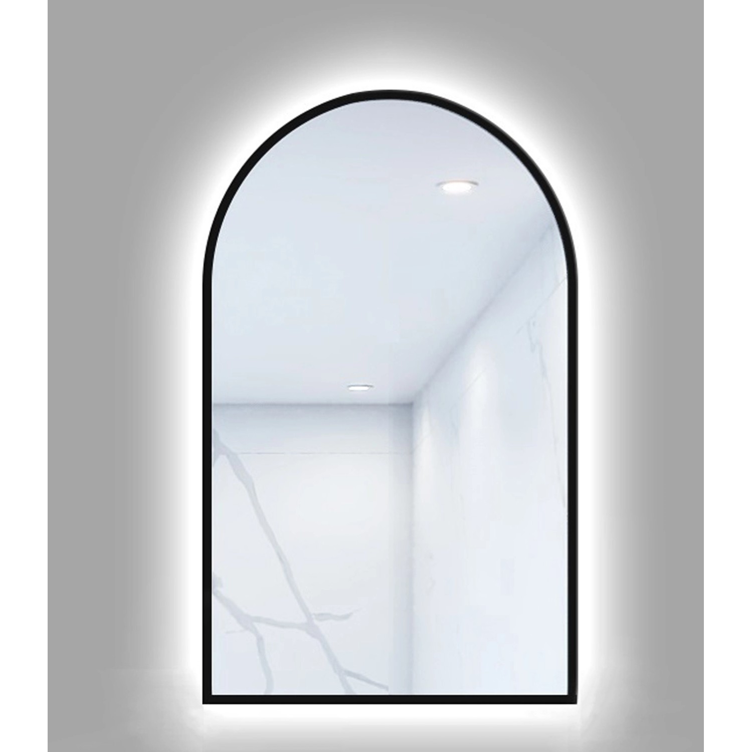 Lustro z LED Portal Line czarna rama 80x50