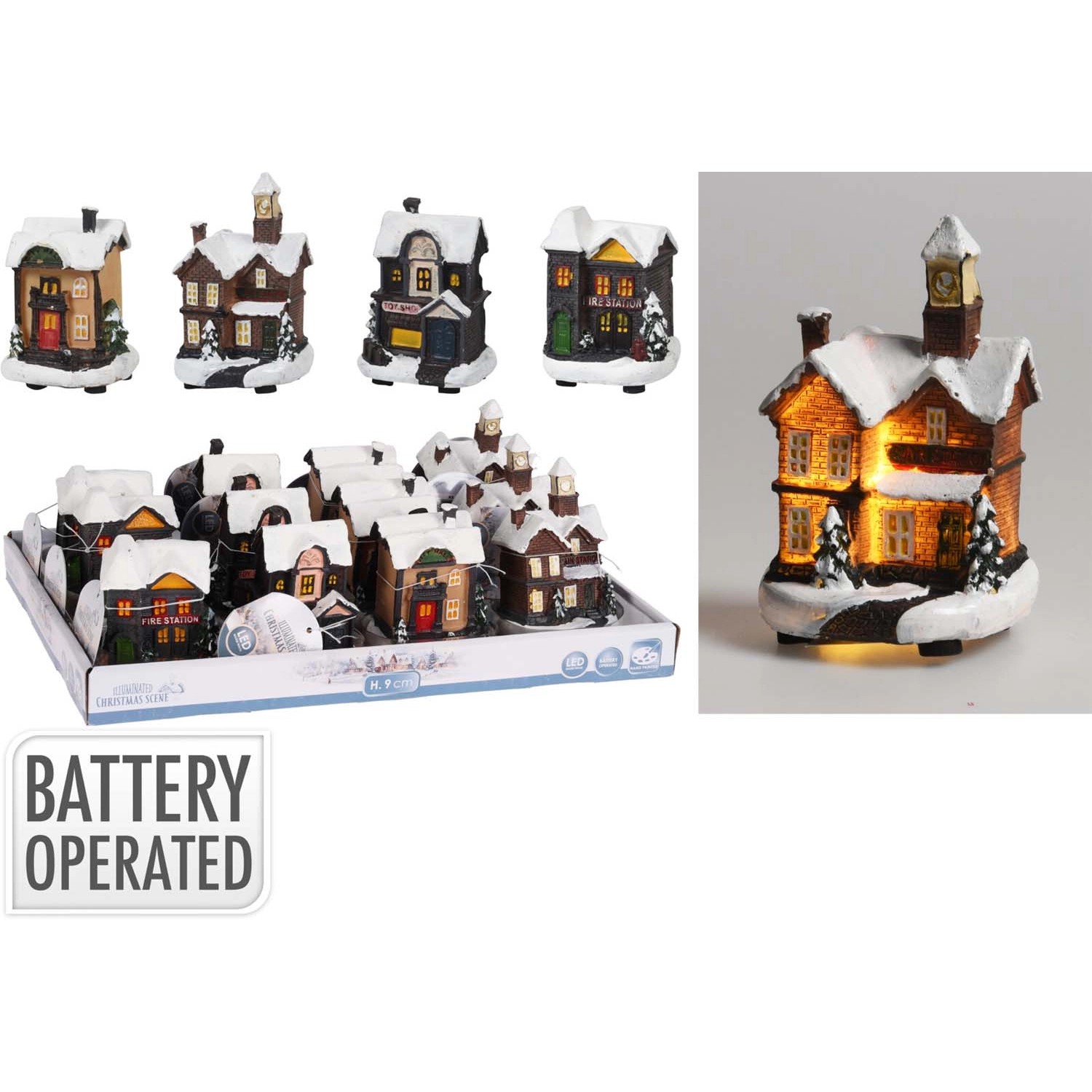 Dekoracja stojąca Domek LED wys. 9 cm mix wzorów