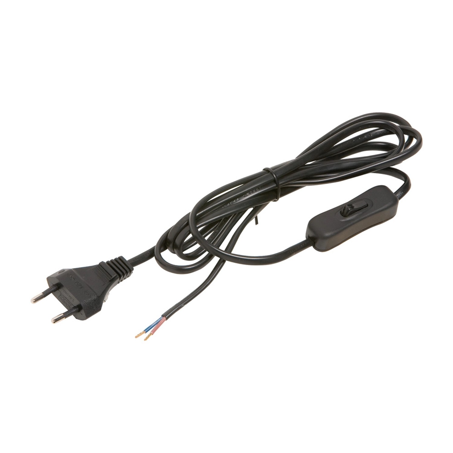 LUX Przewód z wtyczką wyłączeniową i przełącznikiem, czarny, 2 m