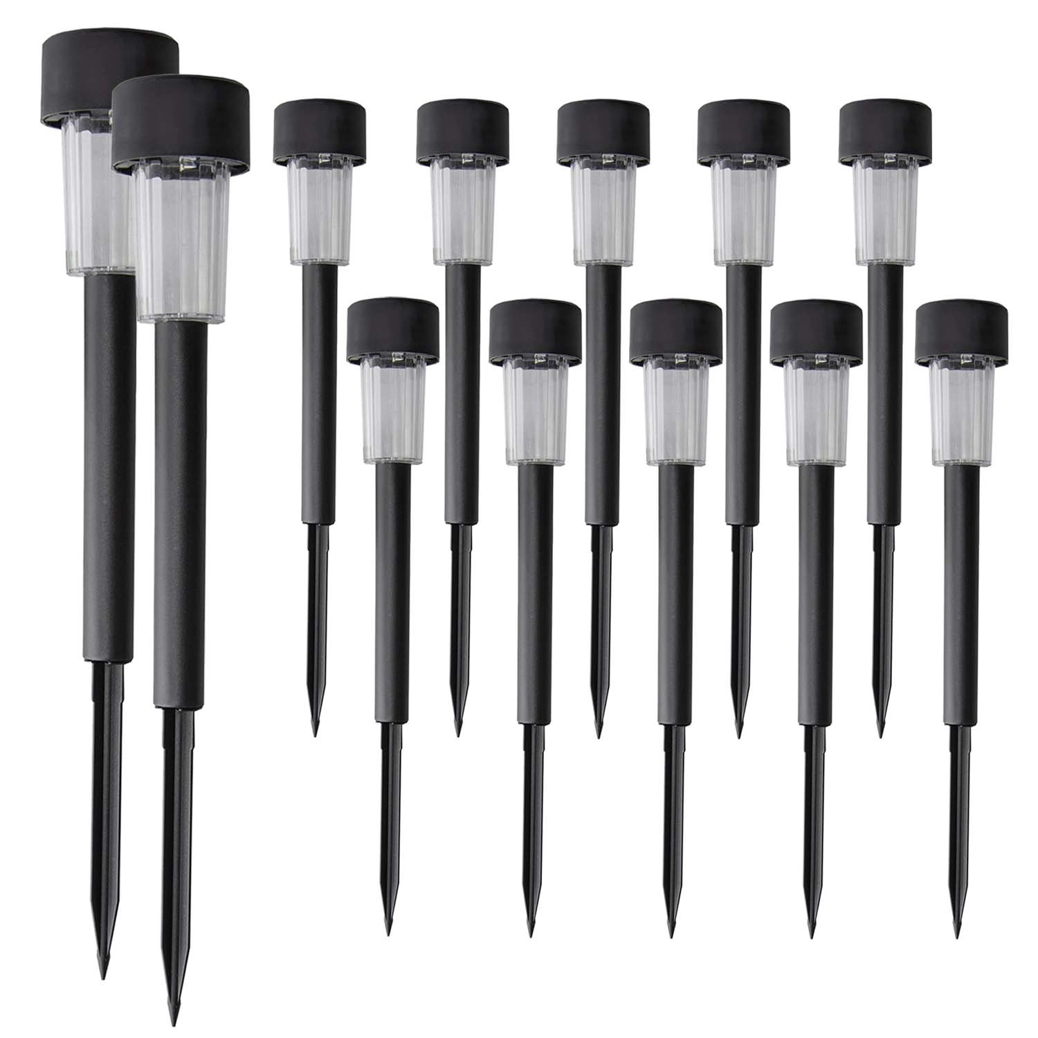 Zestaw 12 sztuk lampek solarnych LED ISKRA o średnicy 4,5 cm czarne