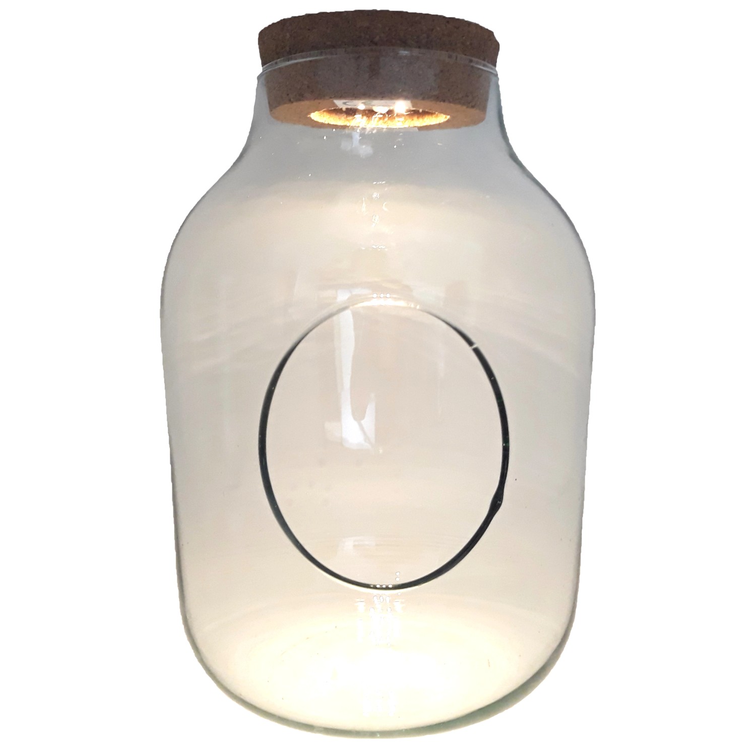 Słój Eco szkło z otworem z korkiem LED 27x19 cm