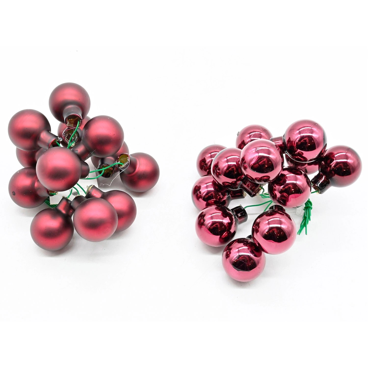 Bombki szklane na druciku bordowe 2 cm - 12 szt.