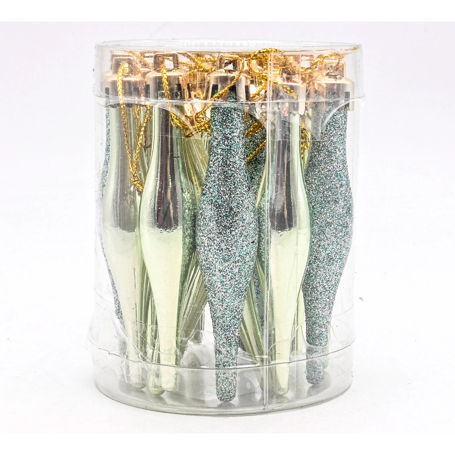 Zawieszka plastikowa sople zielone 10 cm - 15 szt.