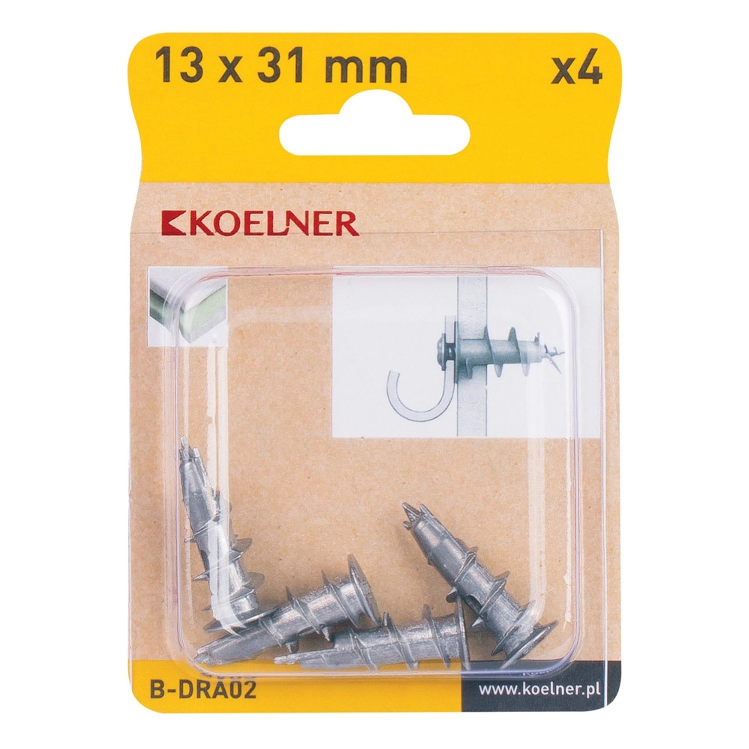 Koelner Kołek driva metal 13x31mm 4szt.