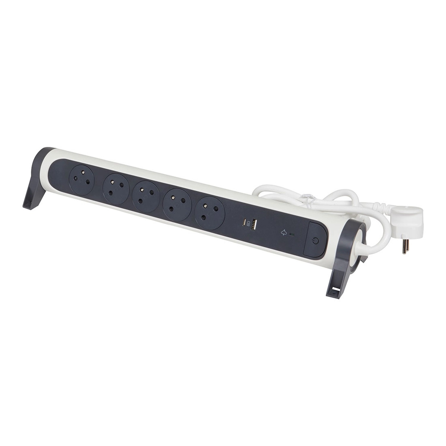 Legrand Przedłużacz z ochronnikiem 5X2P+Z+USB AC 1,5 m biało-czarny